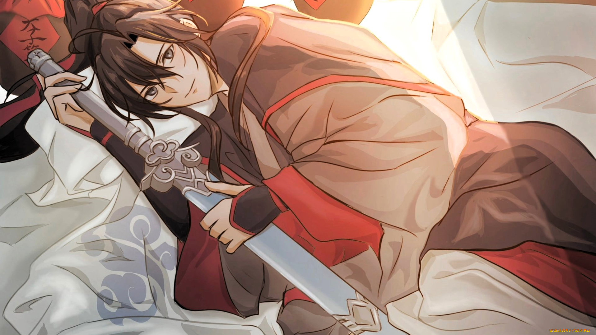 аниме, mo, dao, zu, shi, кувшины, вэй, усянь, меч, постель