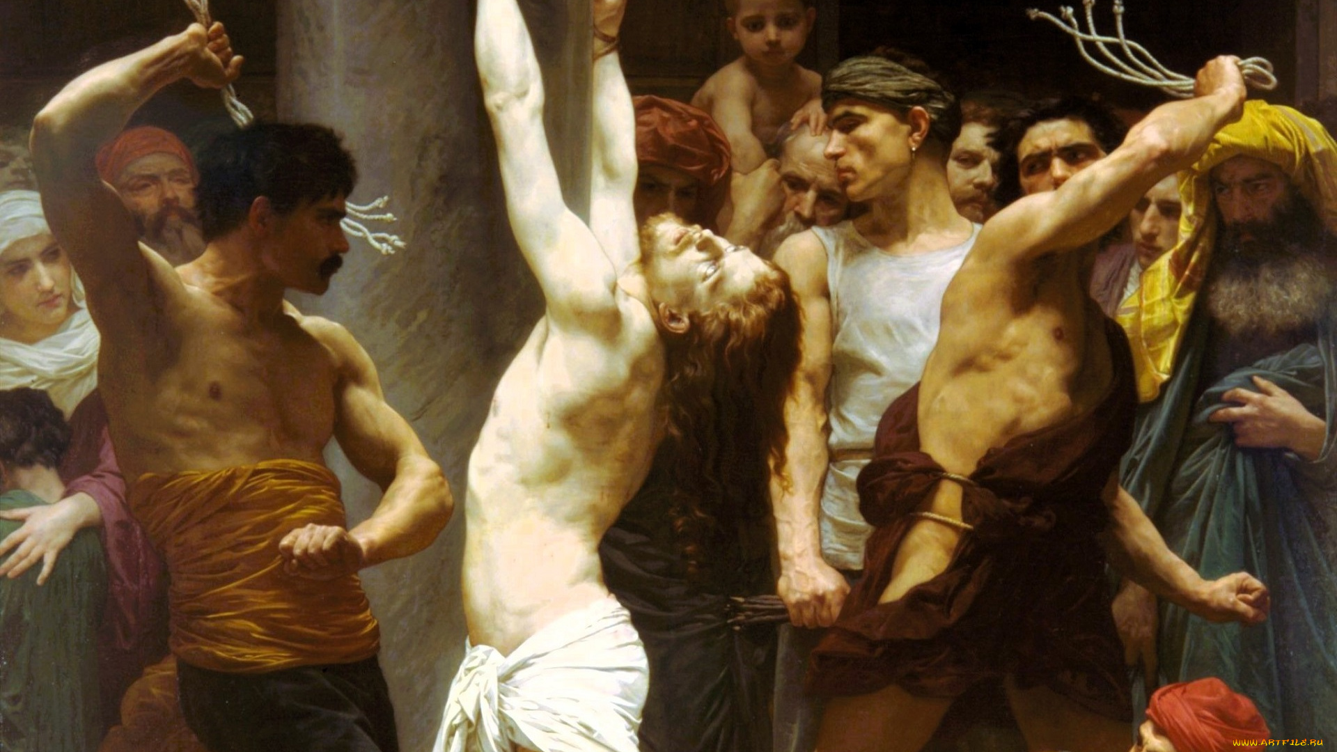 adolphe-william, bouguereau, рисованное, люди, плети, казнь