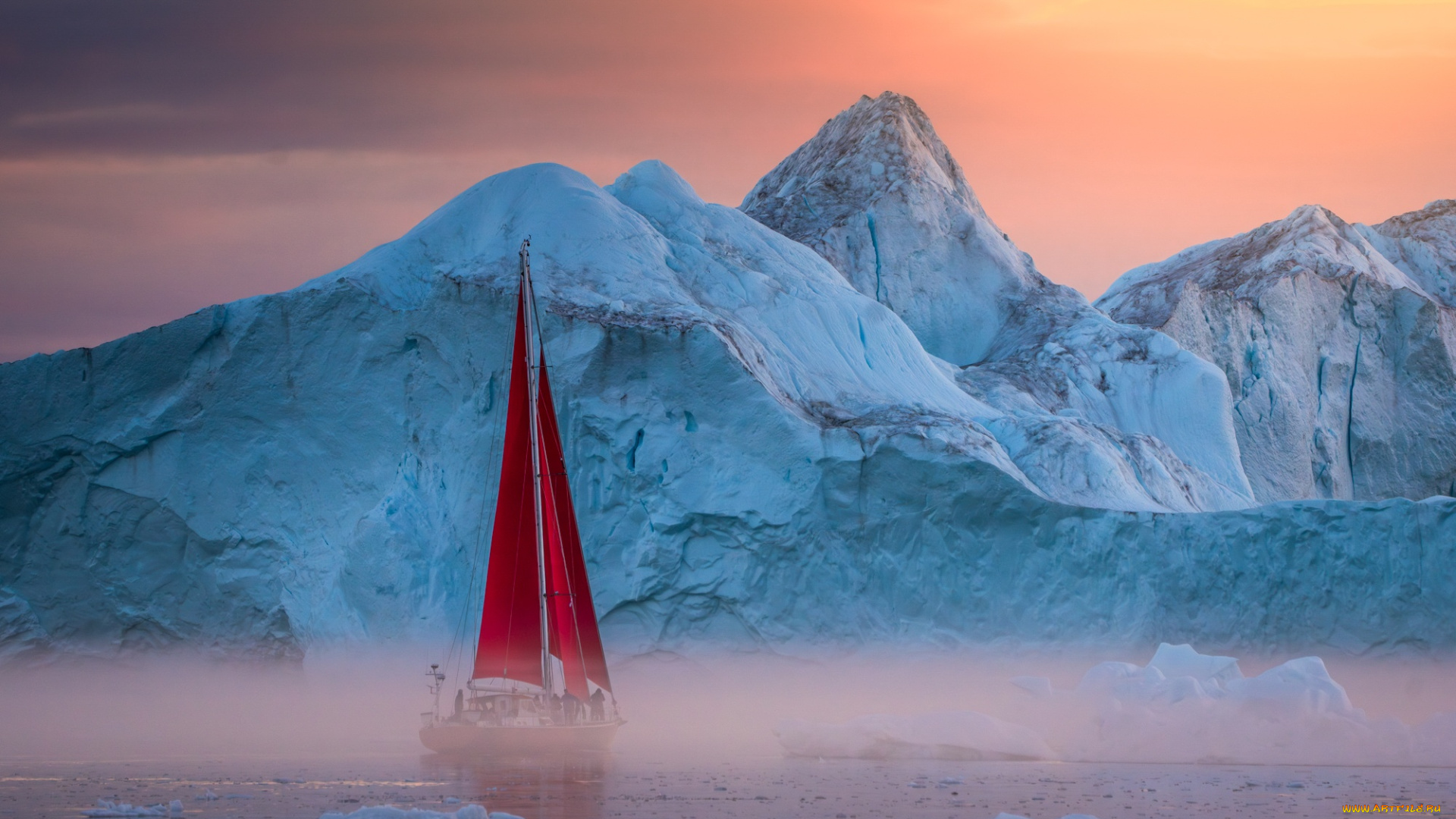 корабли, парусники, айсберг, парусник
