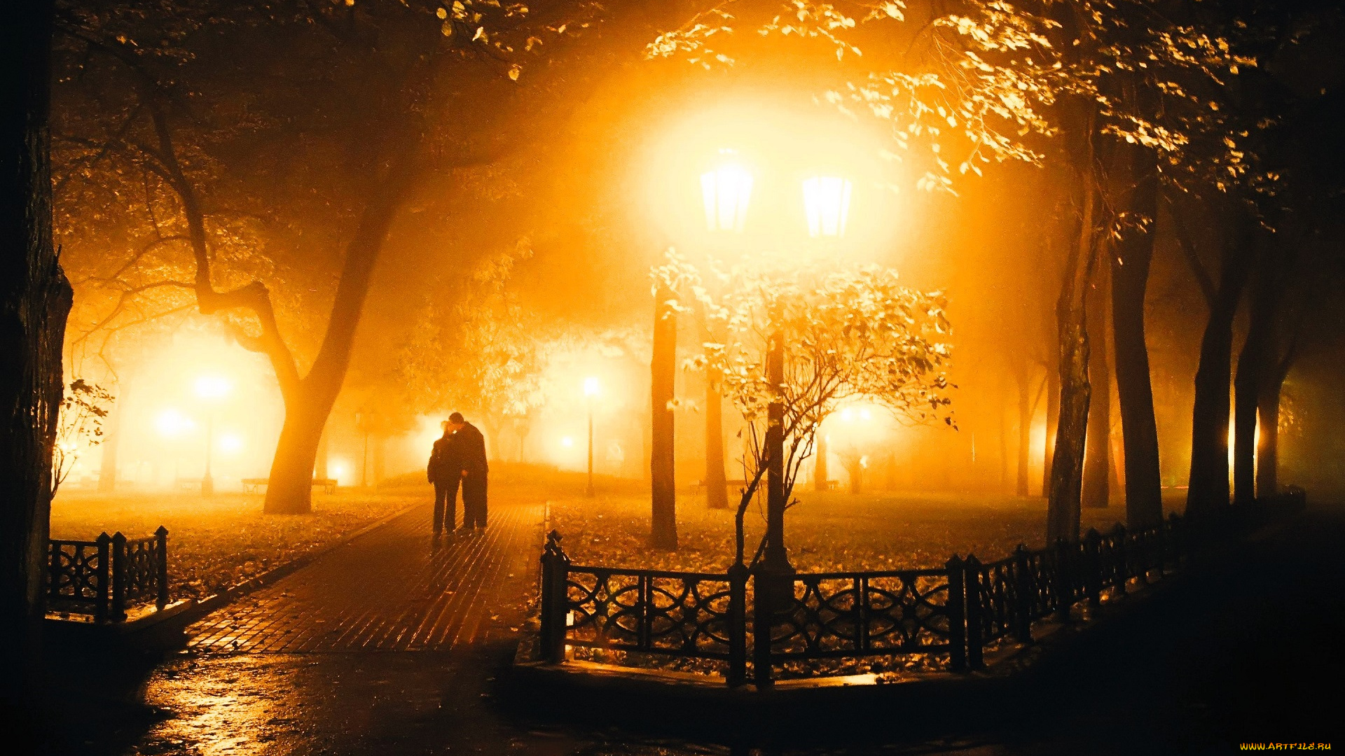 разное, люди, пара, парк, деревья, фонари