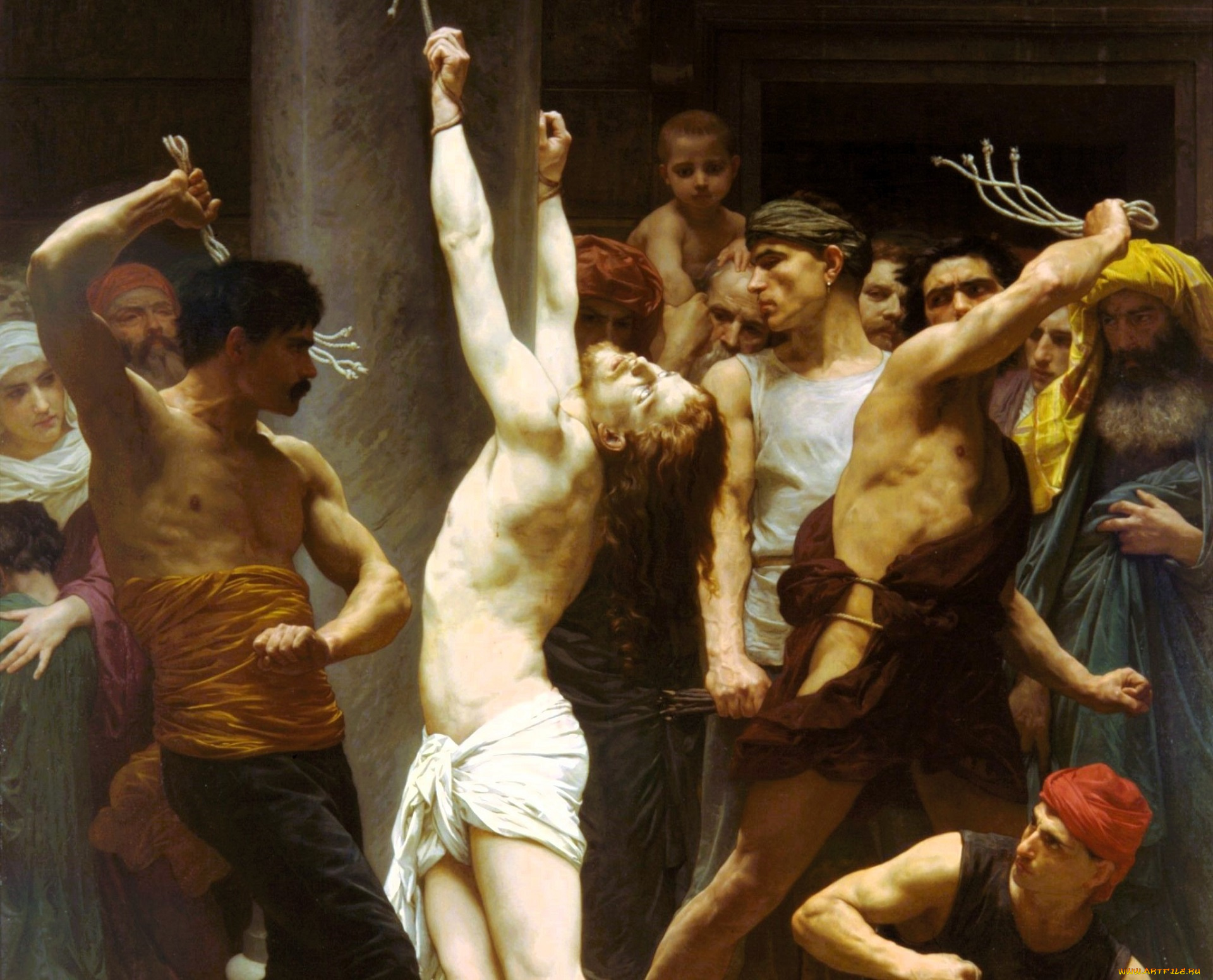 adolphe-william, bouguereau, рисованное, люди, плети, казнь