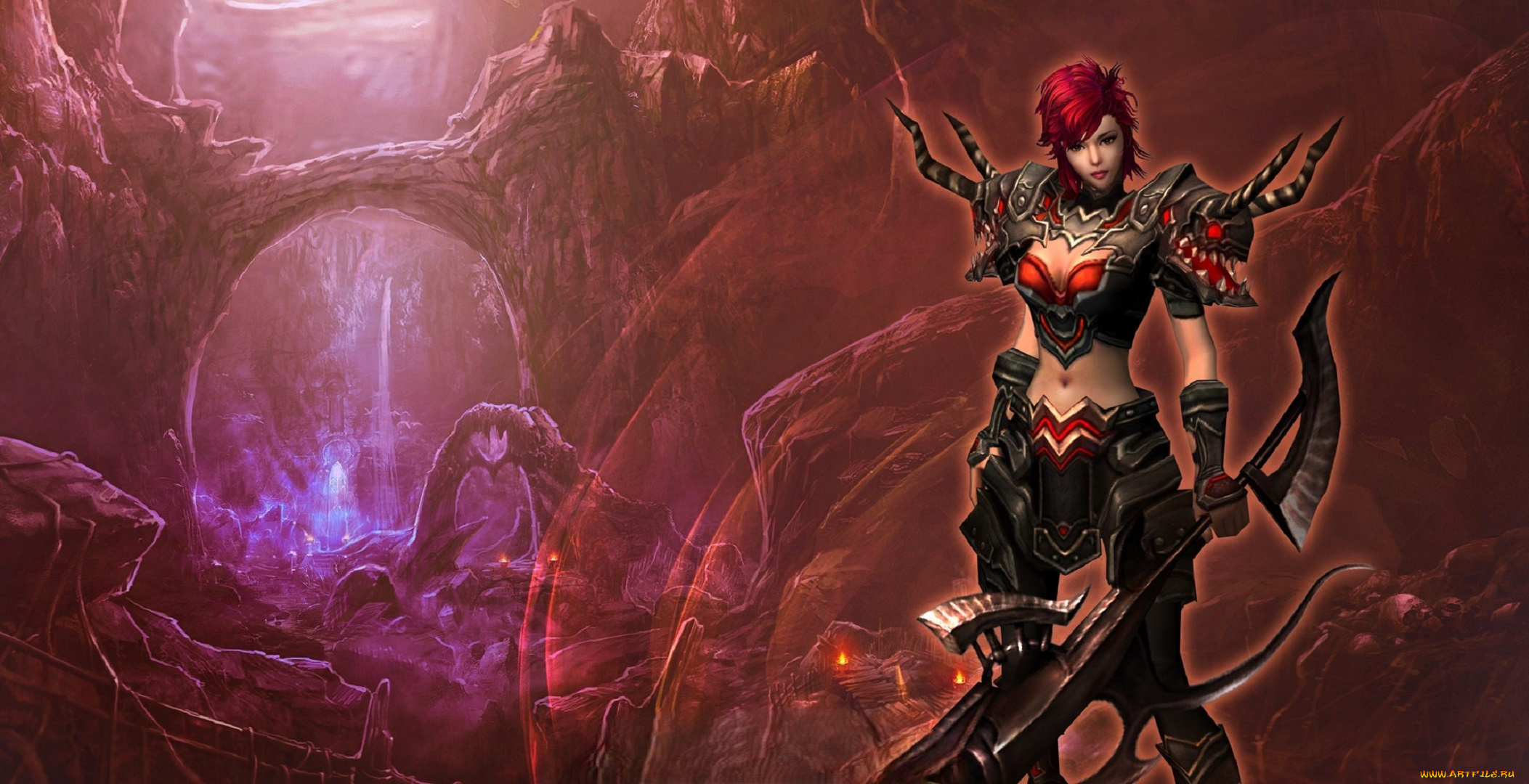 видео, игры, mummy, online, девушка, броня, оружие, скалы, мосты, река