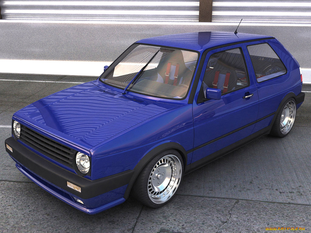 volkswagen, golf, автомобили, 3д