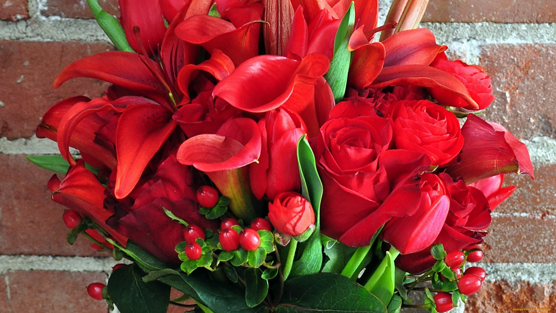 цветы, букеты, композиции, лилии, розы, каллы