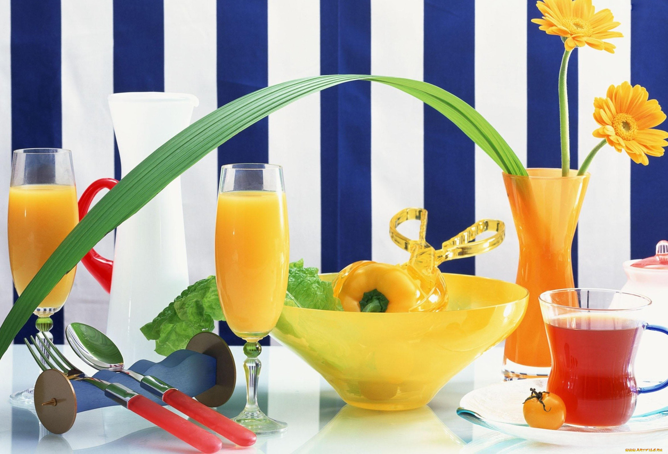 еда, напитки, коктейль, бокалы, сок, перец, ваза, цветы