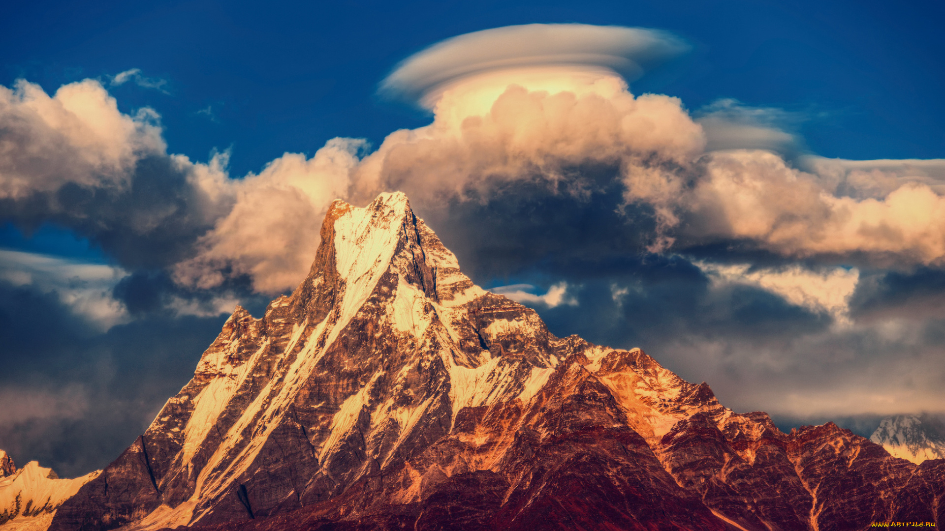 горный, массив, аннапурна, природа, горы, небо, гималаи, облака, непал