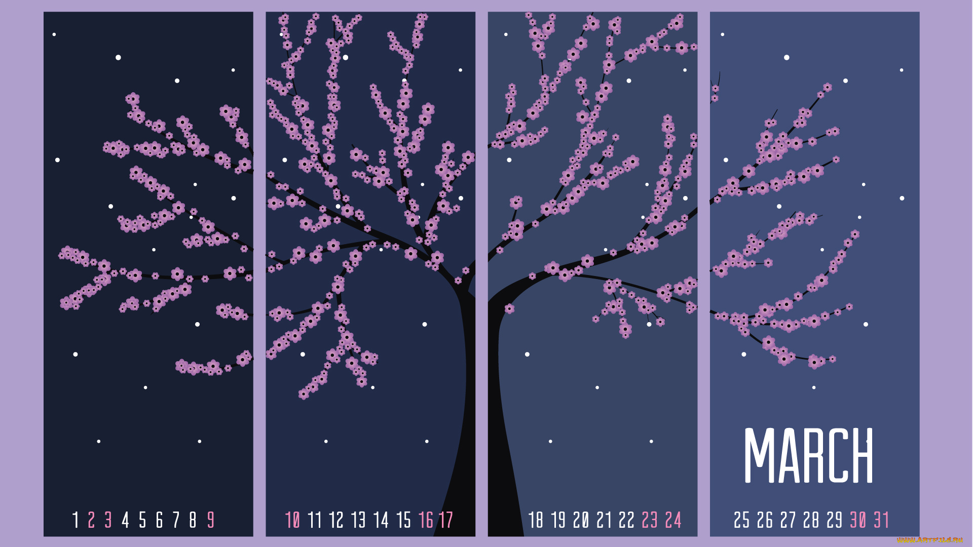 календари, рисованные, векторная, графика, дерево