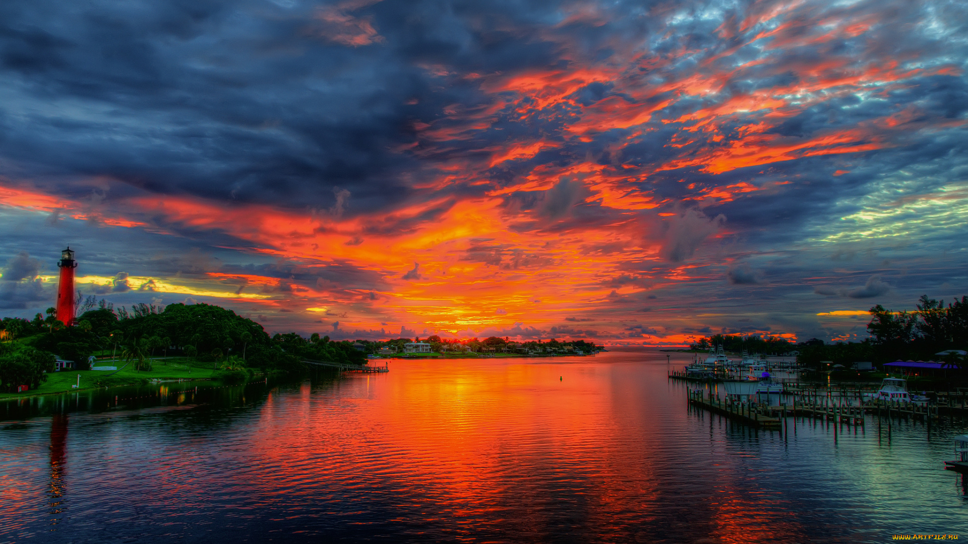 природа, маяки, море, залив, пристань, тучи, маяк
