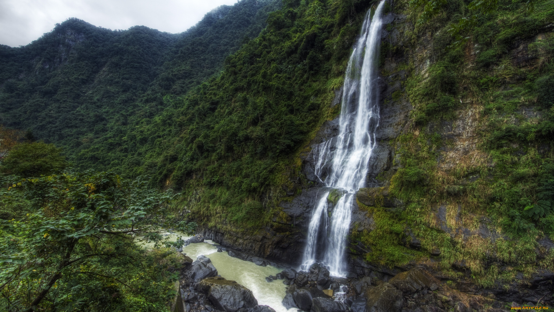 природа, водопады, поток, вода