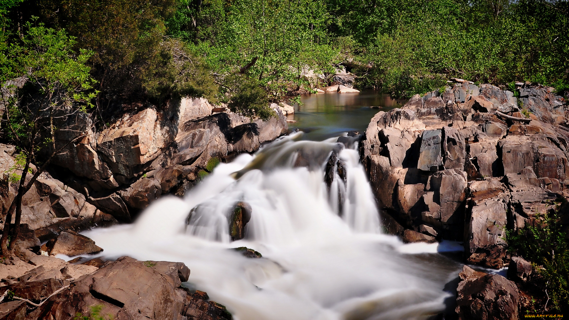 природа, водопады, поток, вода
