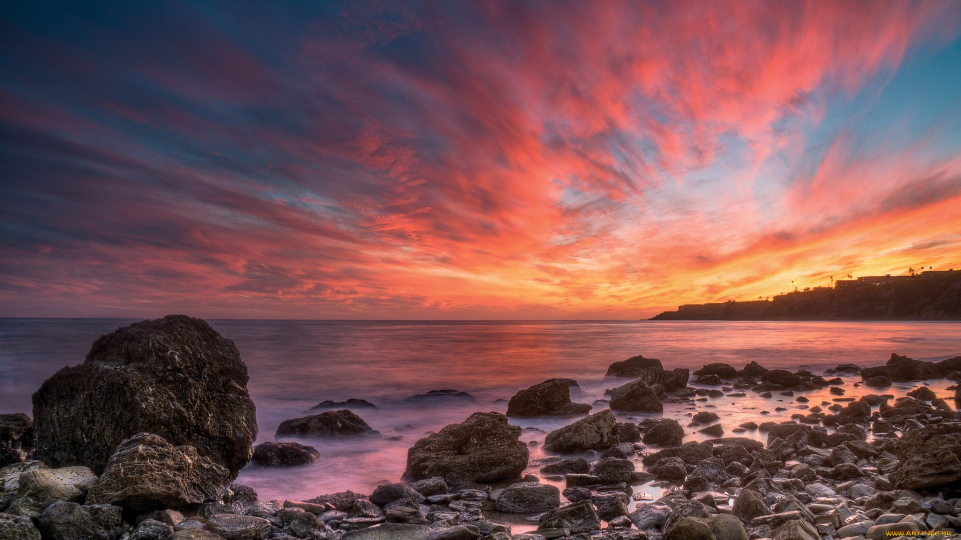 природа, восходы, закаты, тучи, берег, зарево