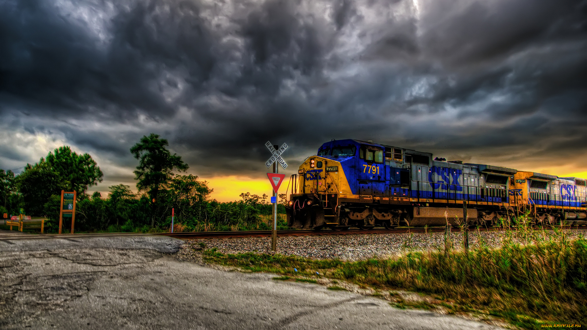 техника, поезда, железная, дорога, переезд, поезж, знак