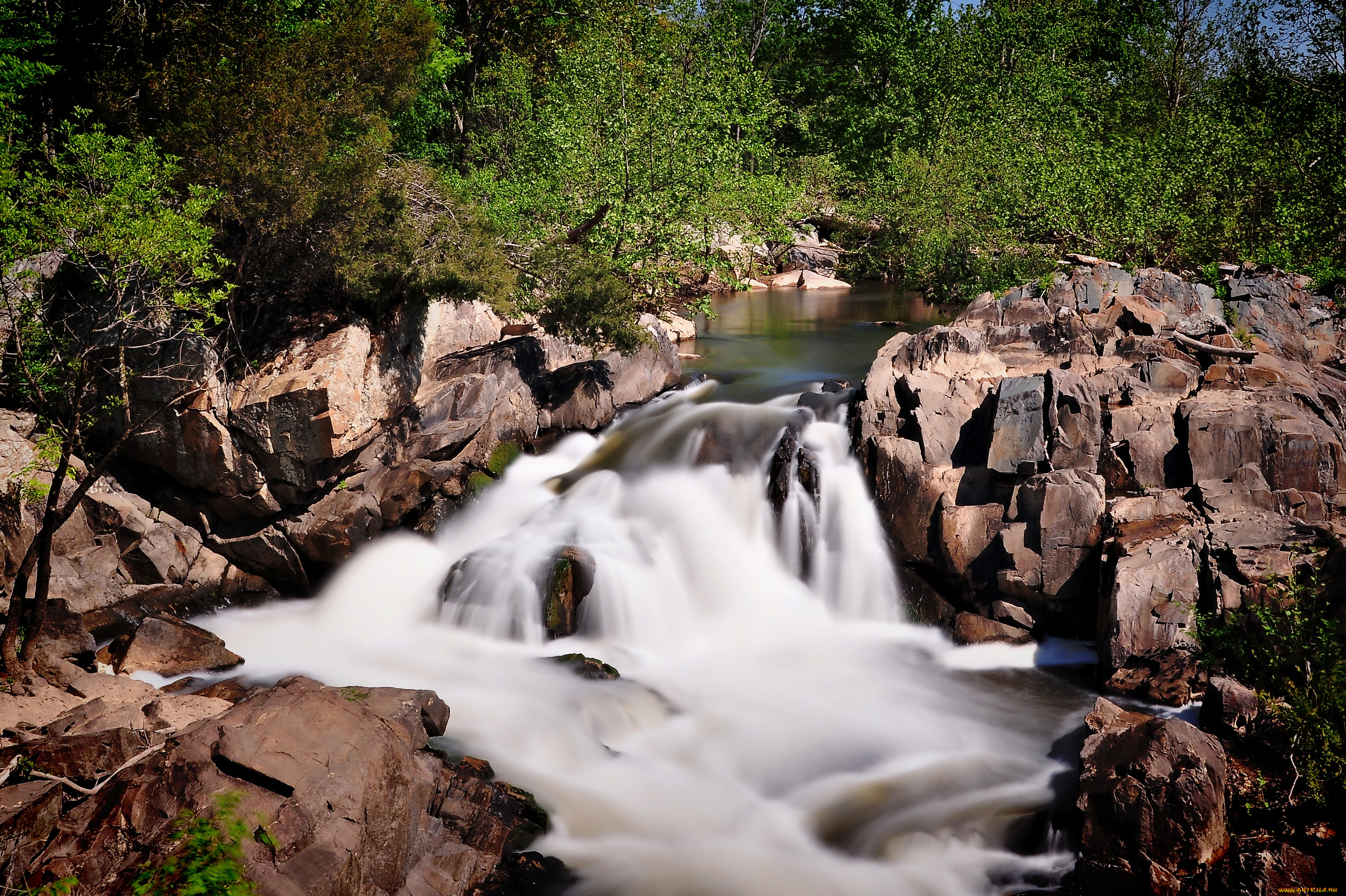природа, водопады, поток, вода