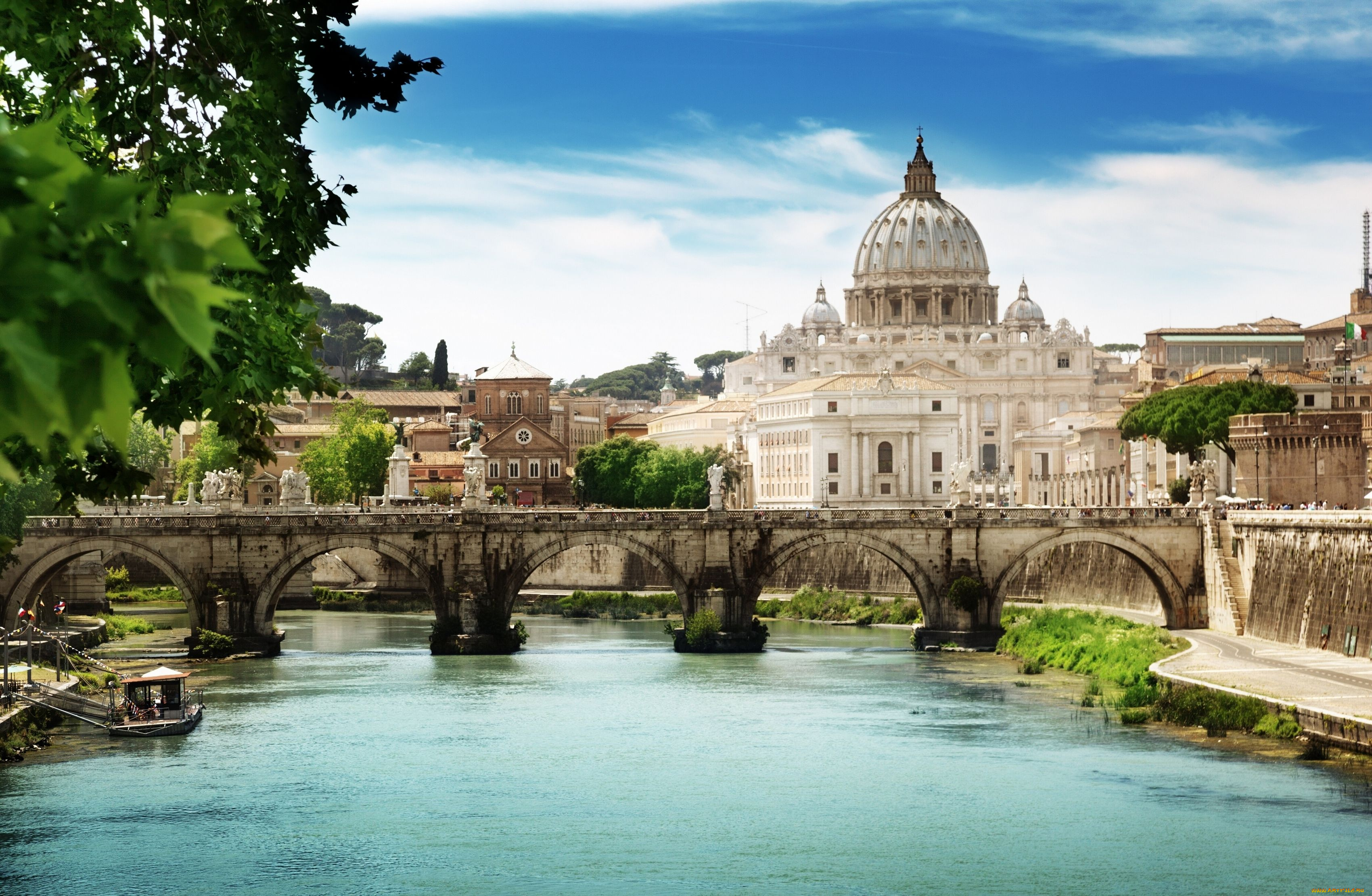 rome, italy, города, рим, ватикан, италия, st, peters, basilica, собор, святого, петра, мост, ангела, angelo, bridge, vatican, река
