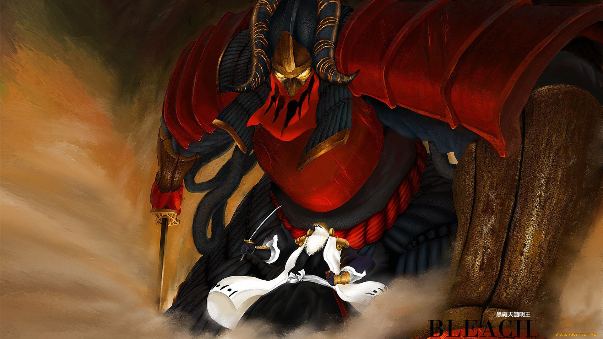аниме, bleach, пыль, гигант, занпакто, камамура, капитан, арт, блич