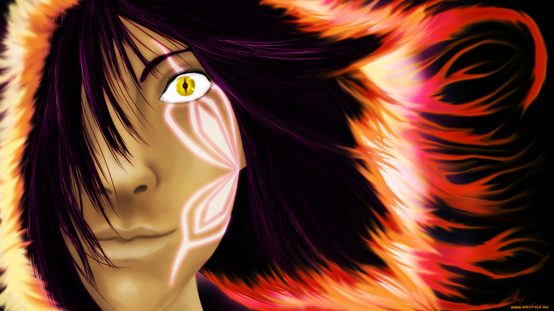 аниме, bleach, ярко, глаз, волосы, девушка, лицо, блич