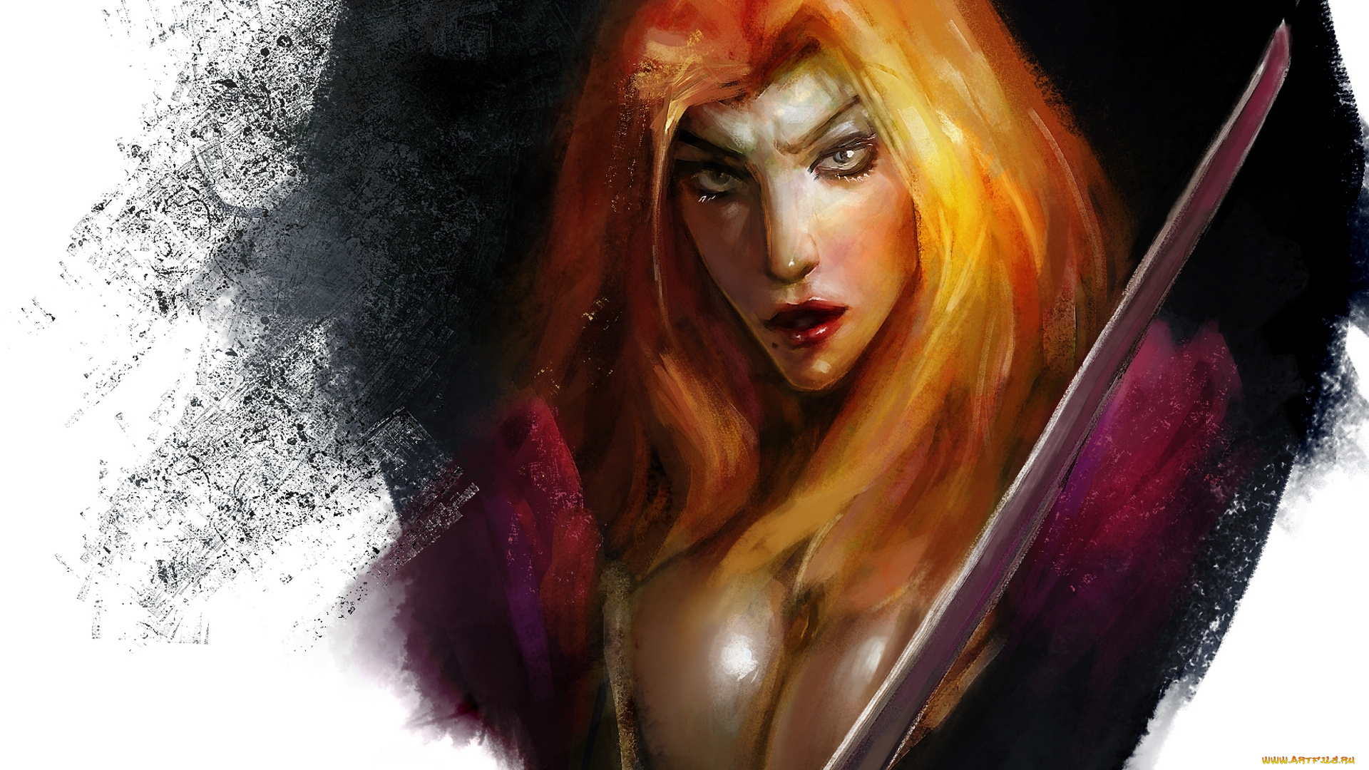 аниме, bleach, занпакто, рангику, мацумото, лейтинант, арт, девушка, портрет, взгляд, рыжая