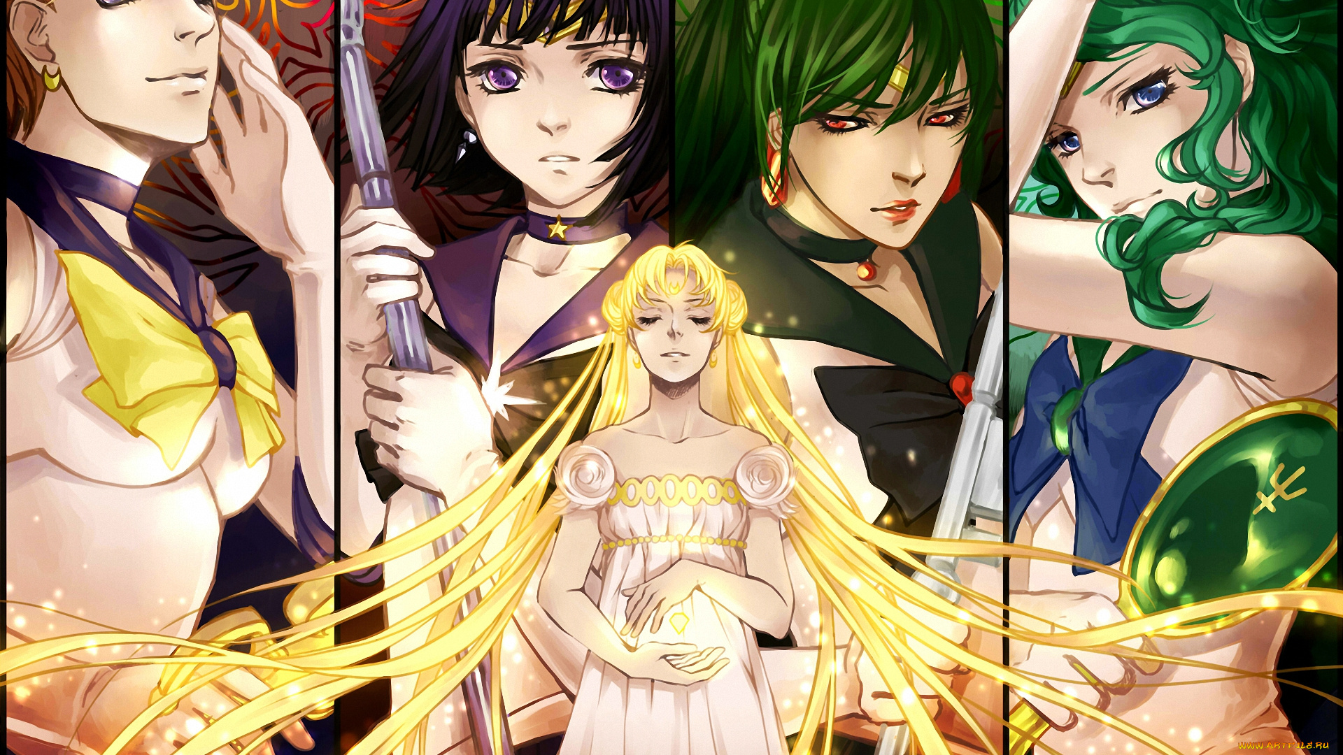 аниме, sailor, moon, sailor, moon, pluto, saturn, uranus, neptune