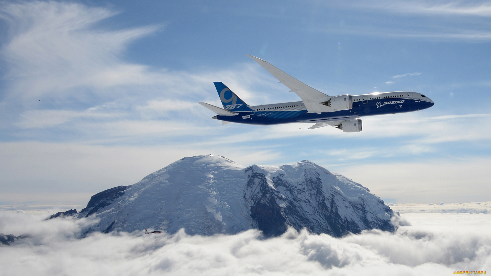 авиация, авиационный, пейзаж, креатив, облако, самолёт, гора, боенг