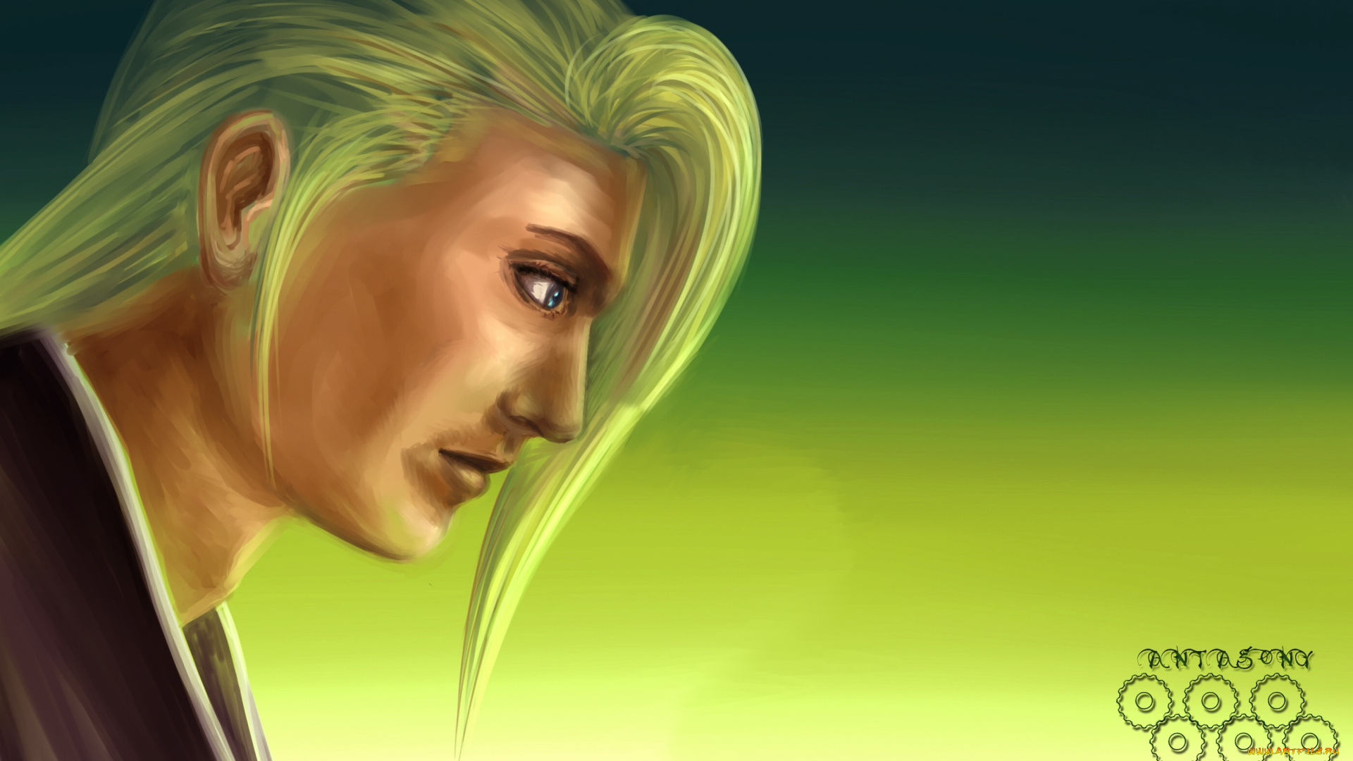 bleach, аниме, длинный, волос, парень, фон, арт, взгляд