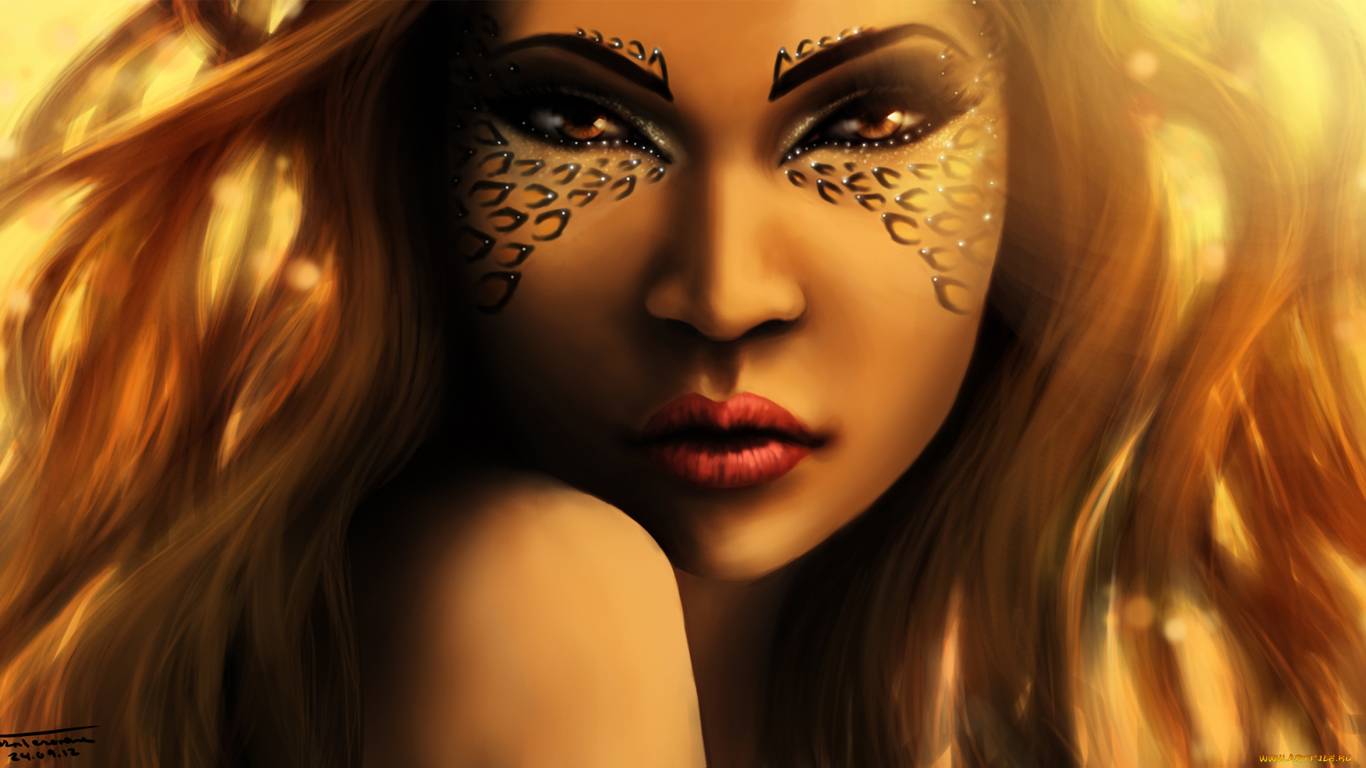 фэнтези, девушки, взгляд, рыжая, лицо, девушка