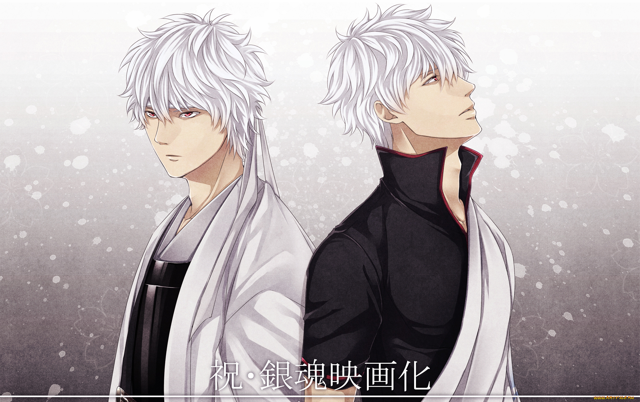 аниме, gintama, shiroyasha, sakata, gintoki, парень, красные, глаза, белый, демон, гинтама