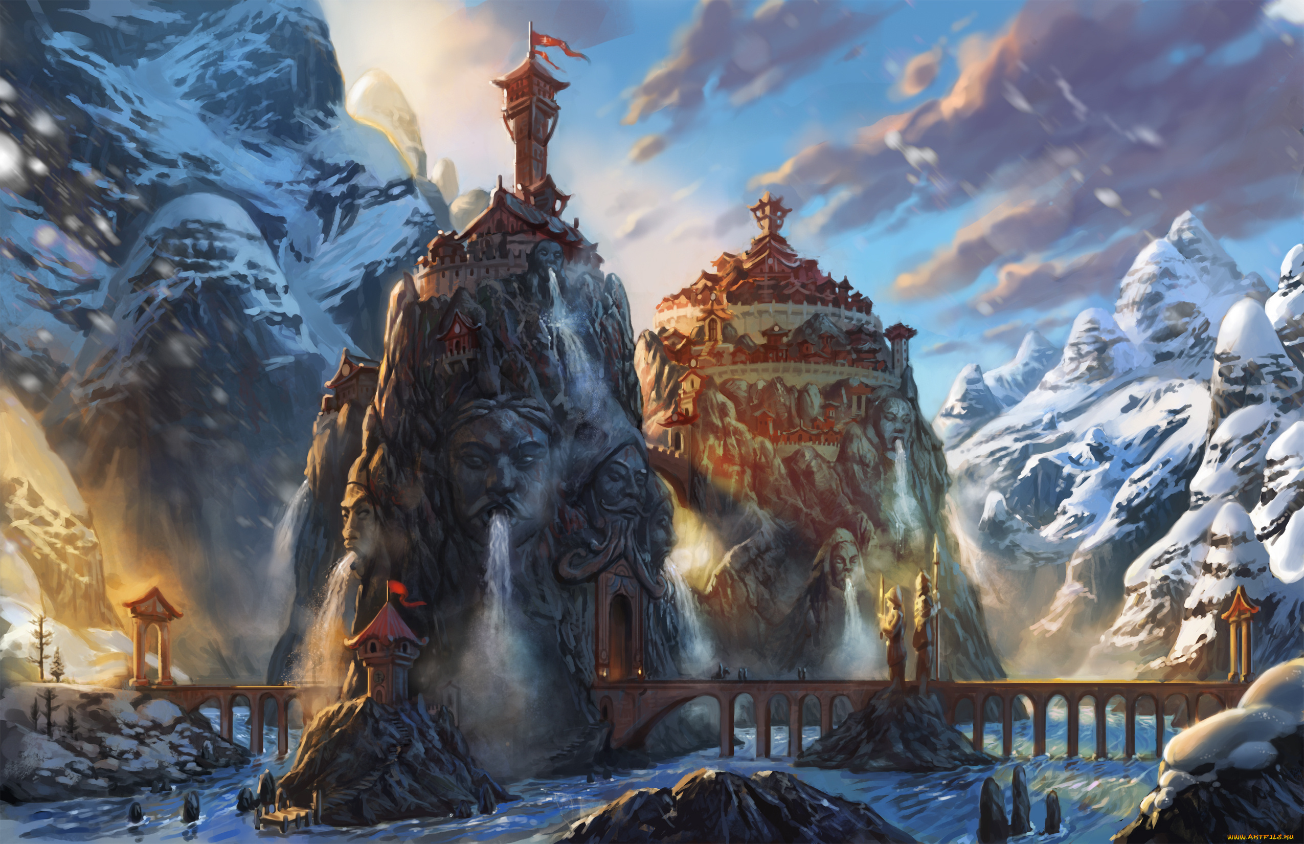 фэнтези, иные, миры, , иные, времена, мосты, горы, башни, мир, иной