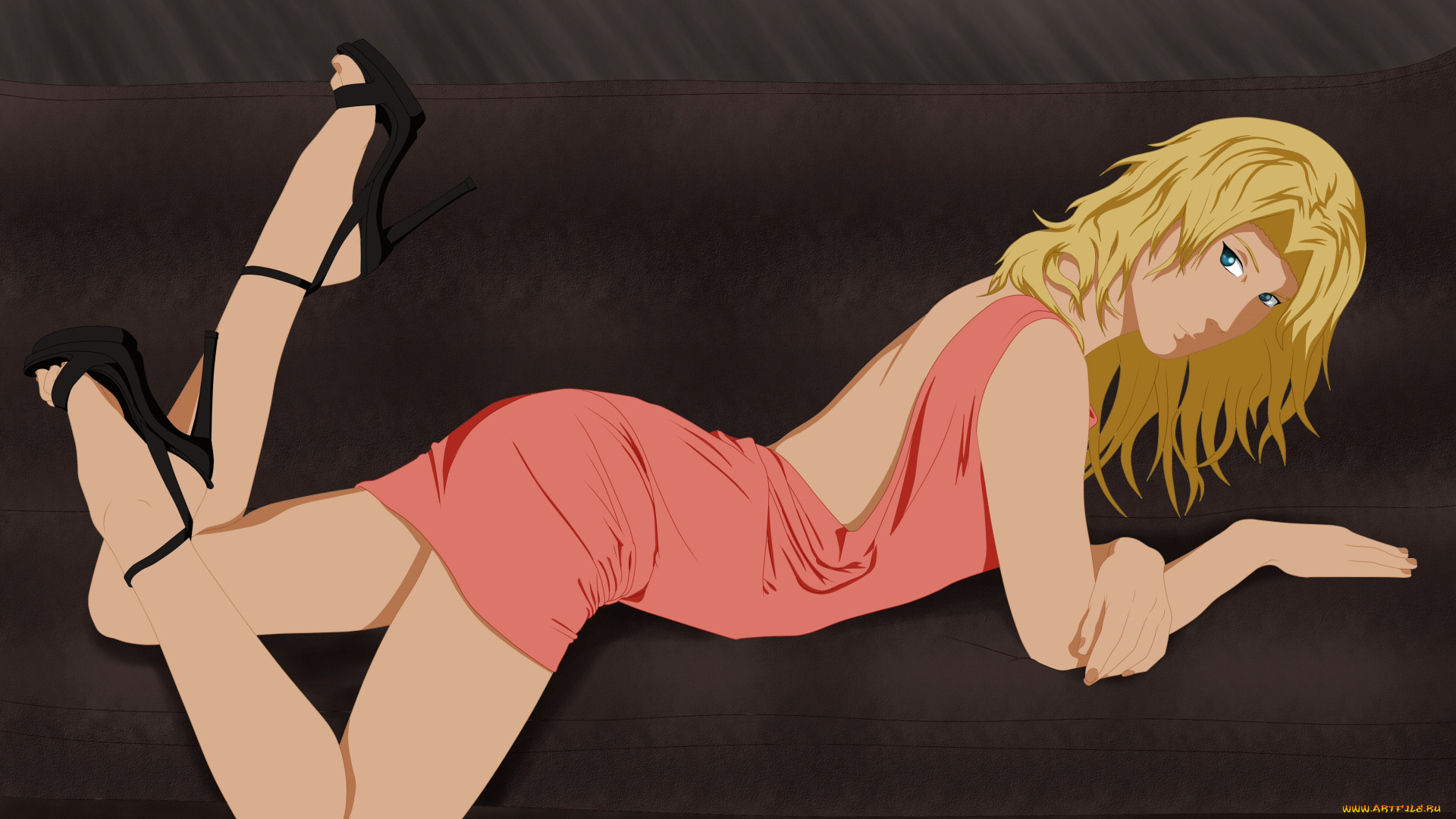 векторная, графика, девушки, девушка, взгляд, фон