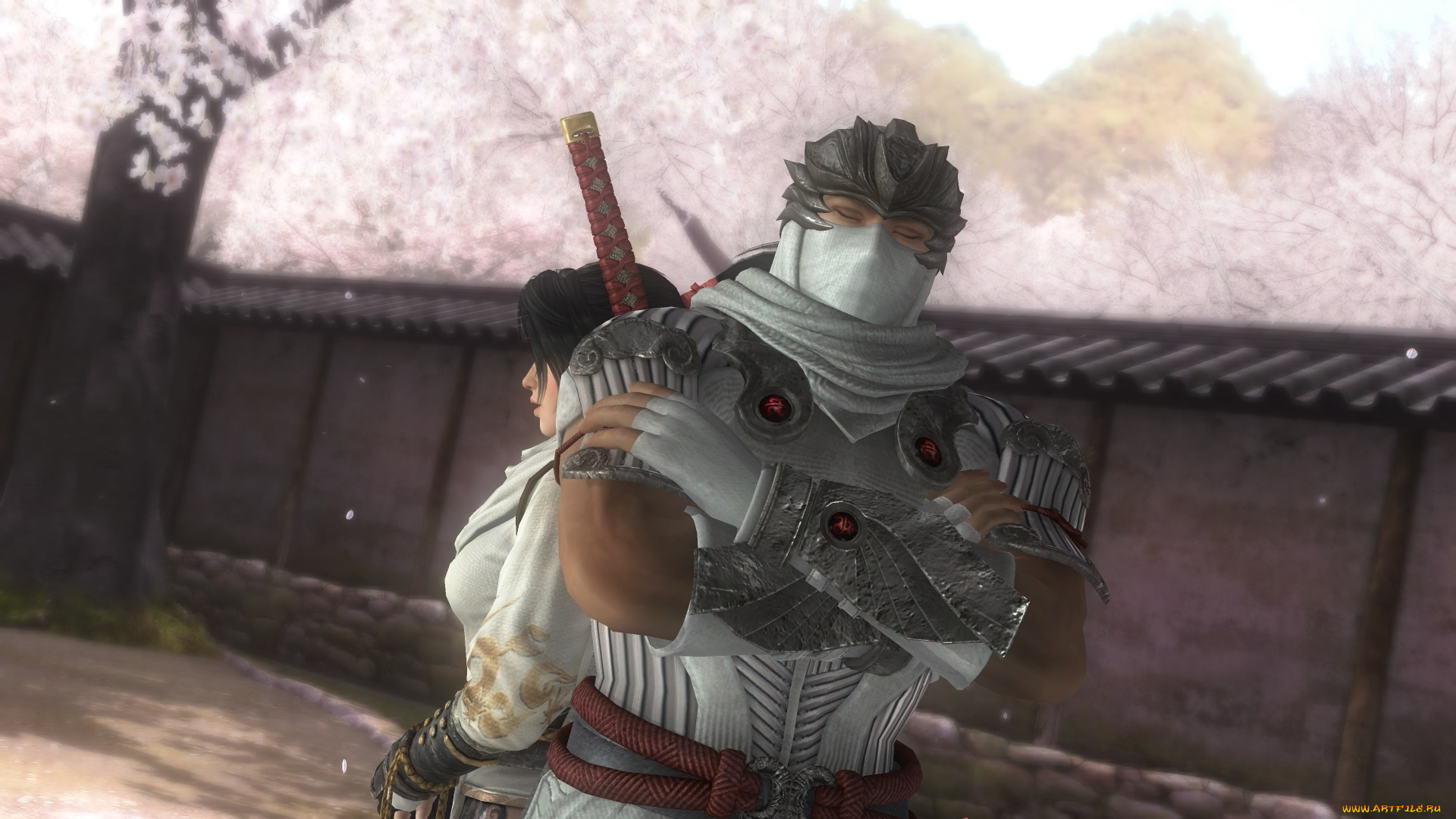 3д, графика, аниме, , anime, девушка, взгляд, фон, оружие, ниндзя