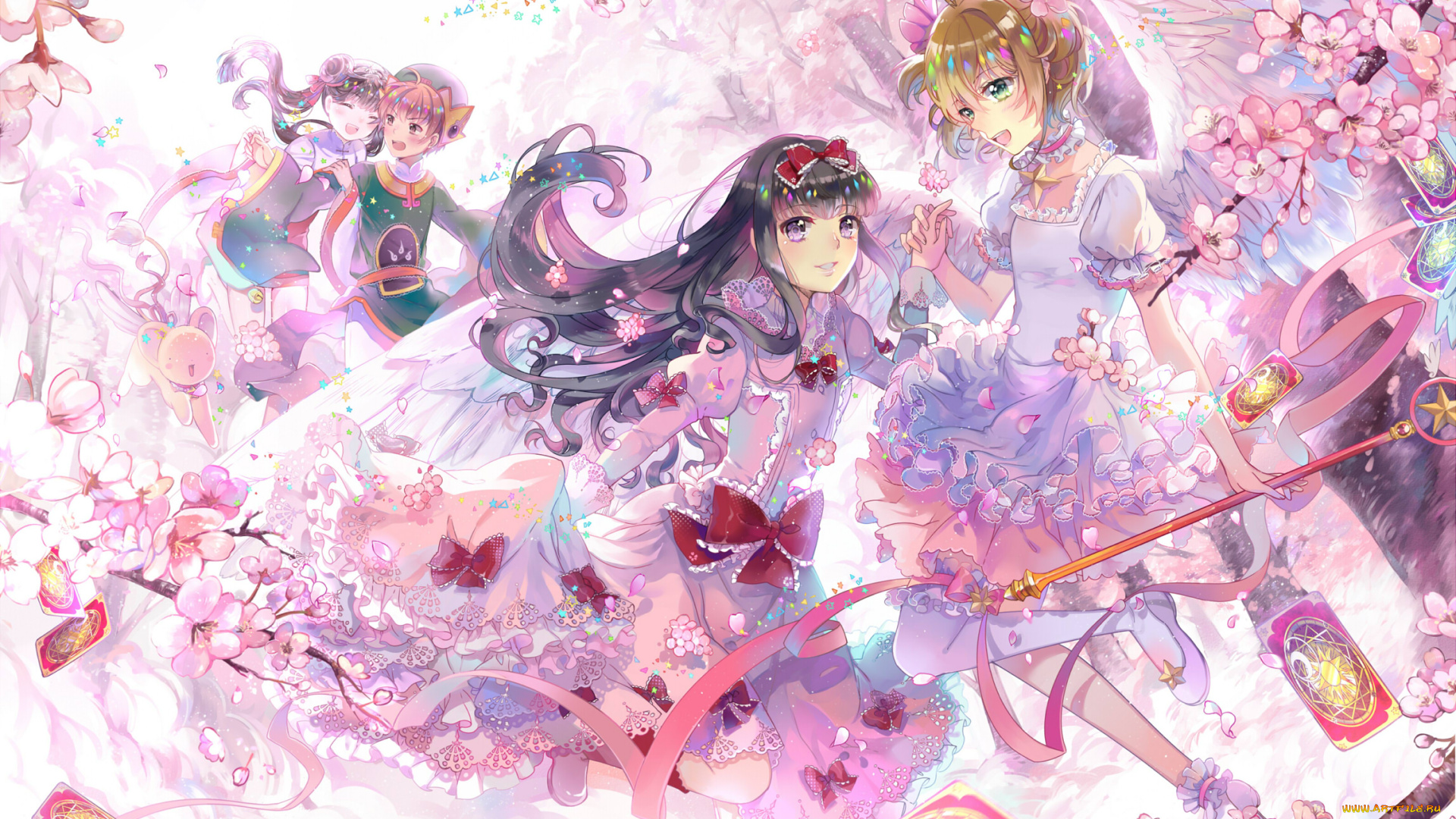 аниме, card, captor, sakura, card, captor, sakura, daidouji, tomoyo, kero, kinomoto, li, meiling, xiaolang, ekira, nieto
