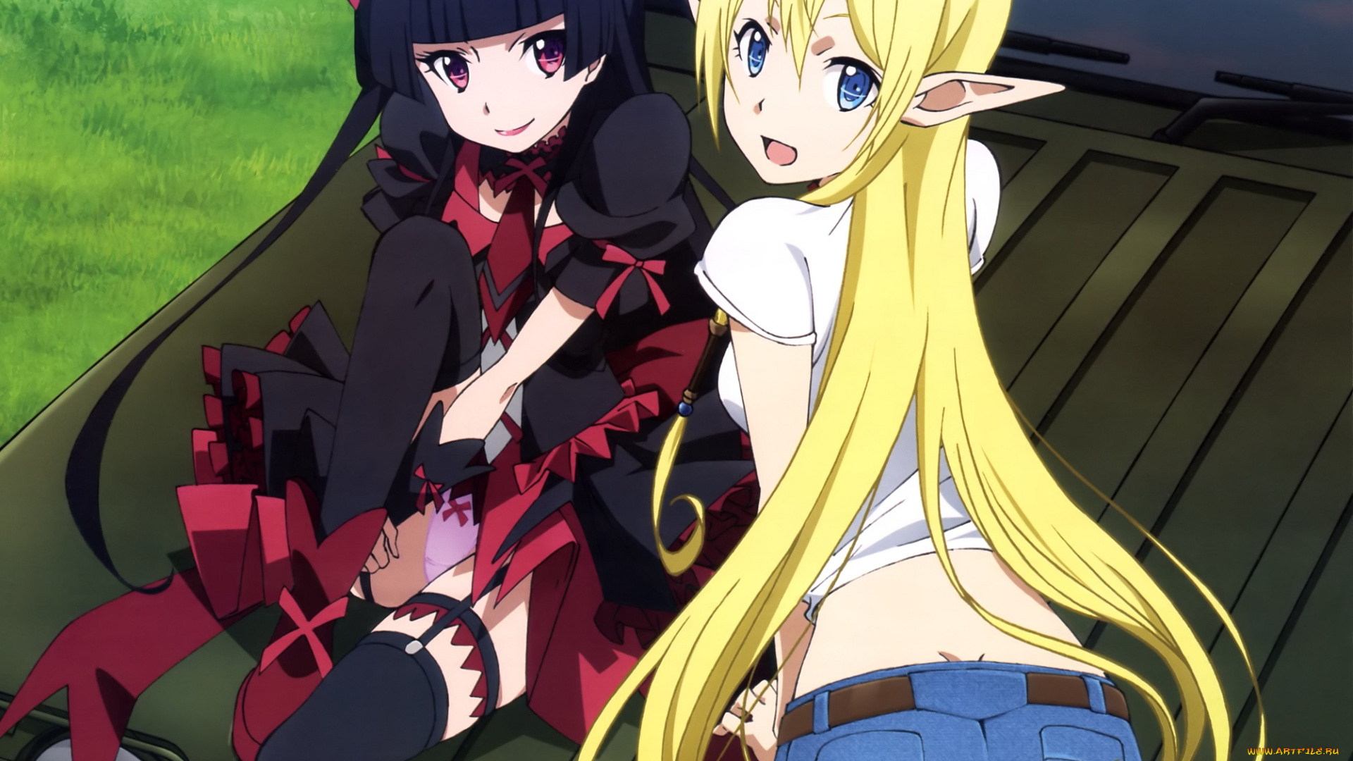 аниме, gate, девушки, врата