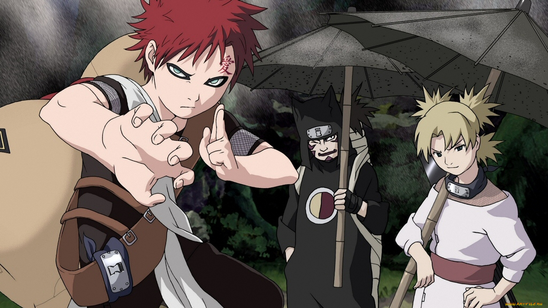 аниме, naruto, temari, gaara, sand, песок, shinobi, kankuro