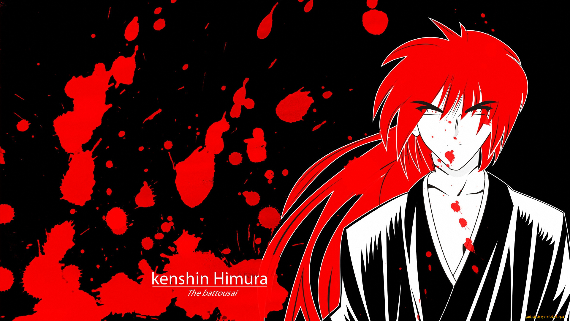 аниме, rurouni, kenshin, кровь, самурай, kenshin, himura, мужчина