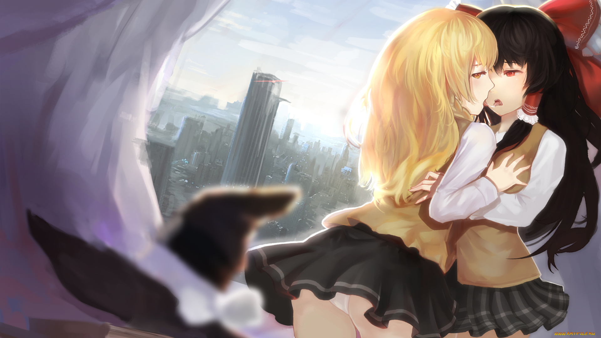 аниме, touhou, фон, взгляд, девушки