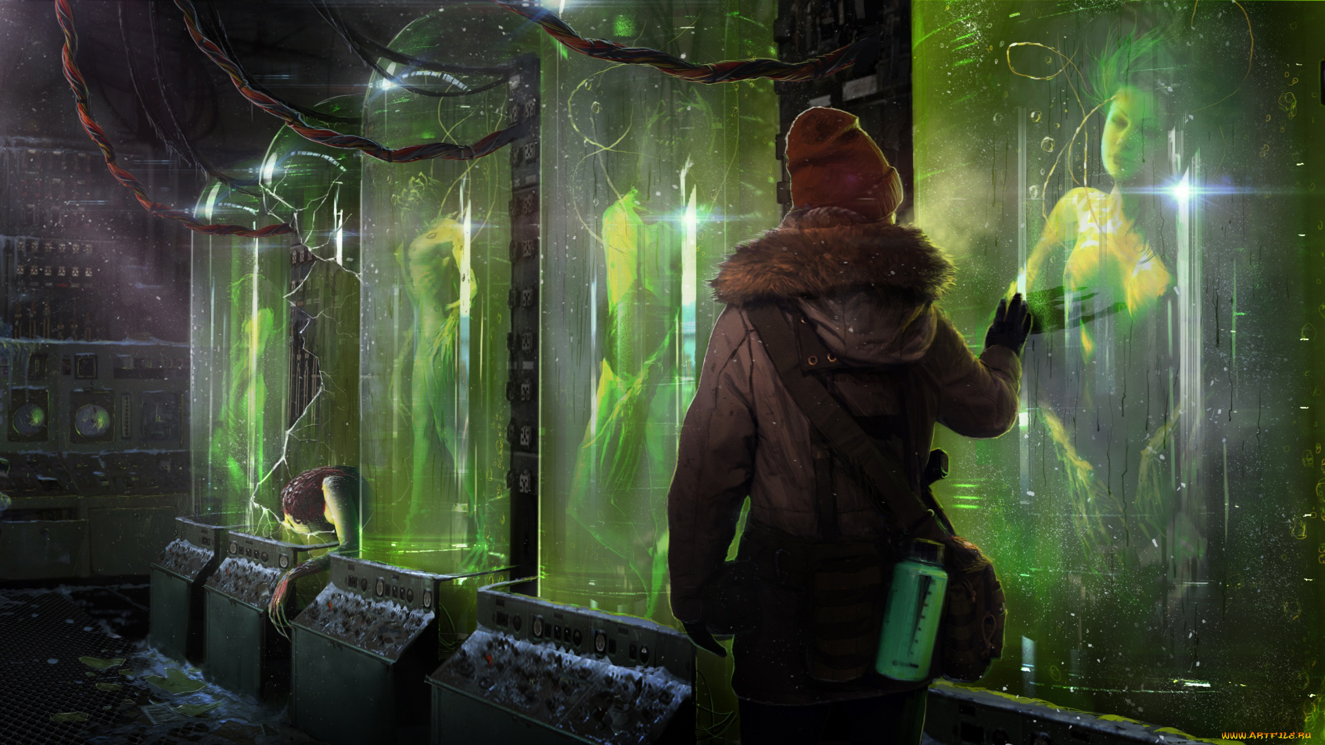 фэнтези, существа, арт, фантастика, sci-fi, лаборатория, лед, холод, помещение, опыты