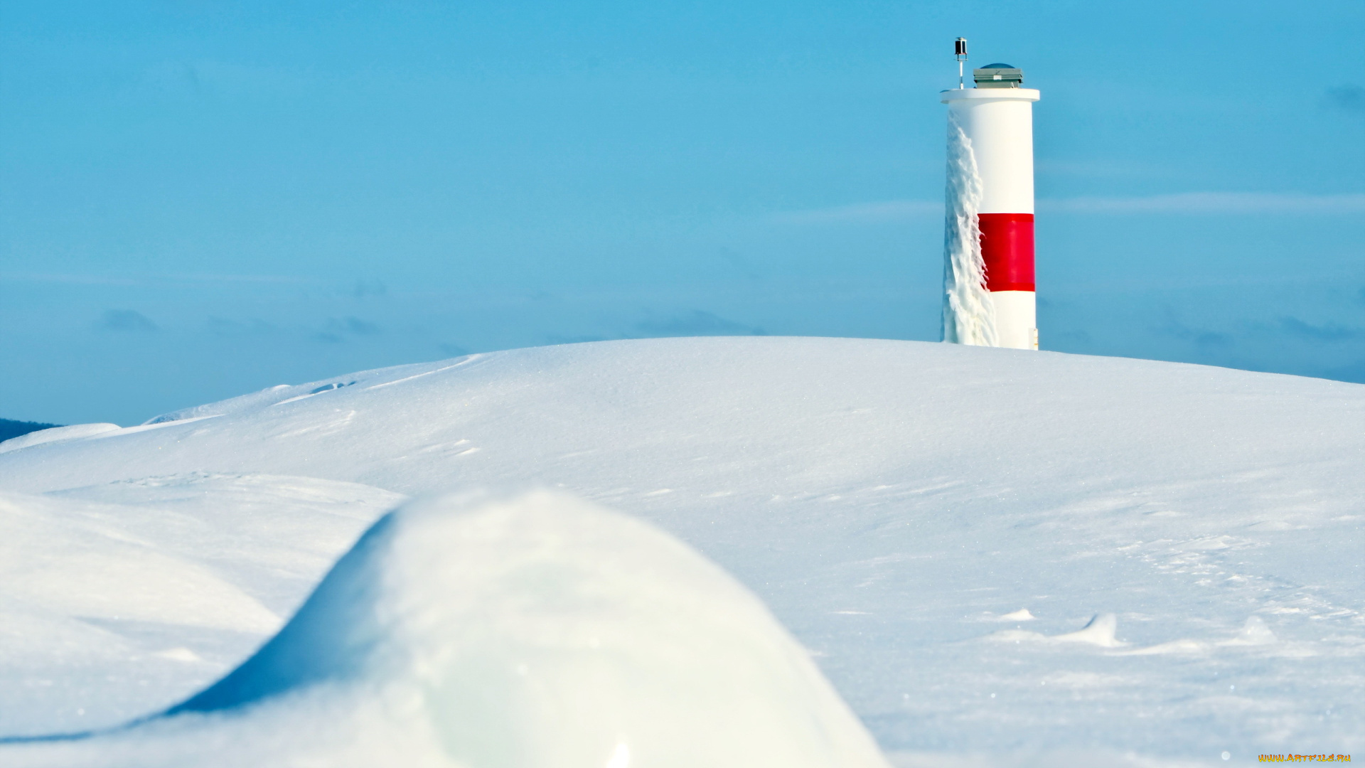 природа, маяки, снег, маяк