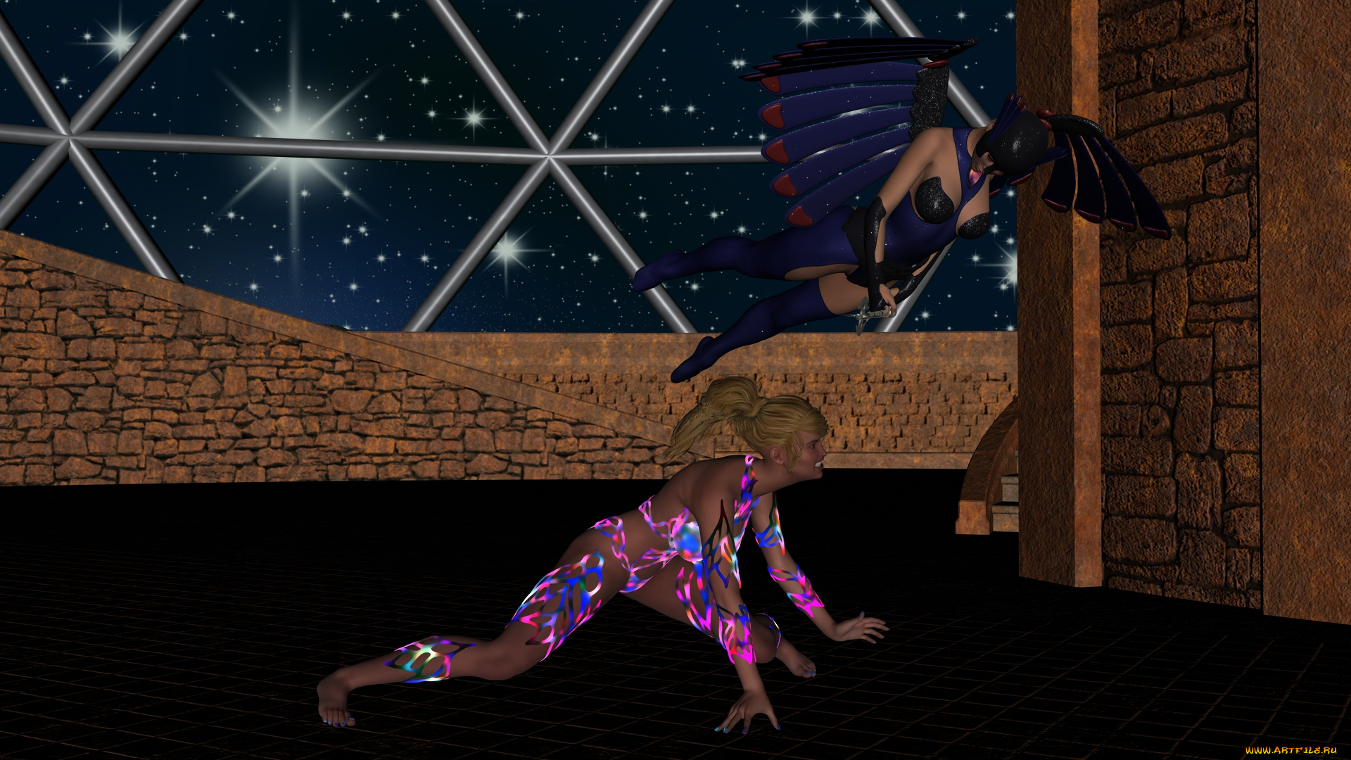 space, , pirates, 3д, графика, фантазия, , fantasy, пираты, фон, взгляд, девушки