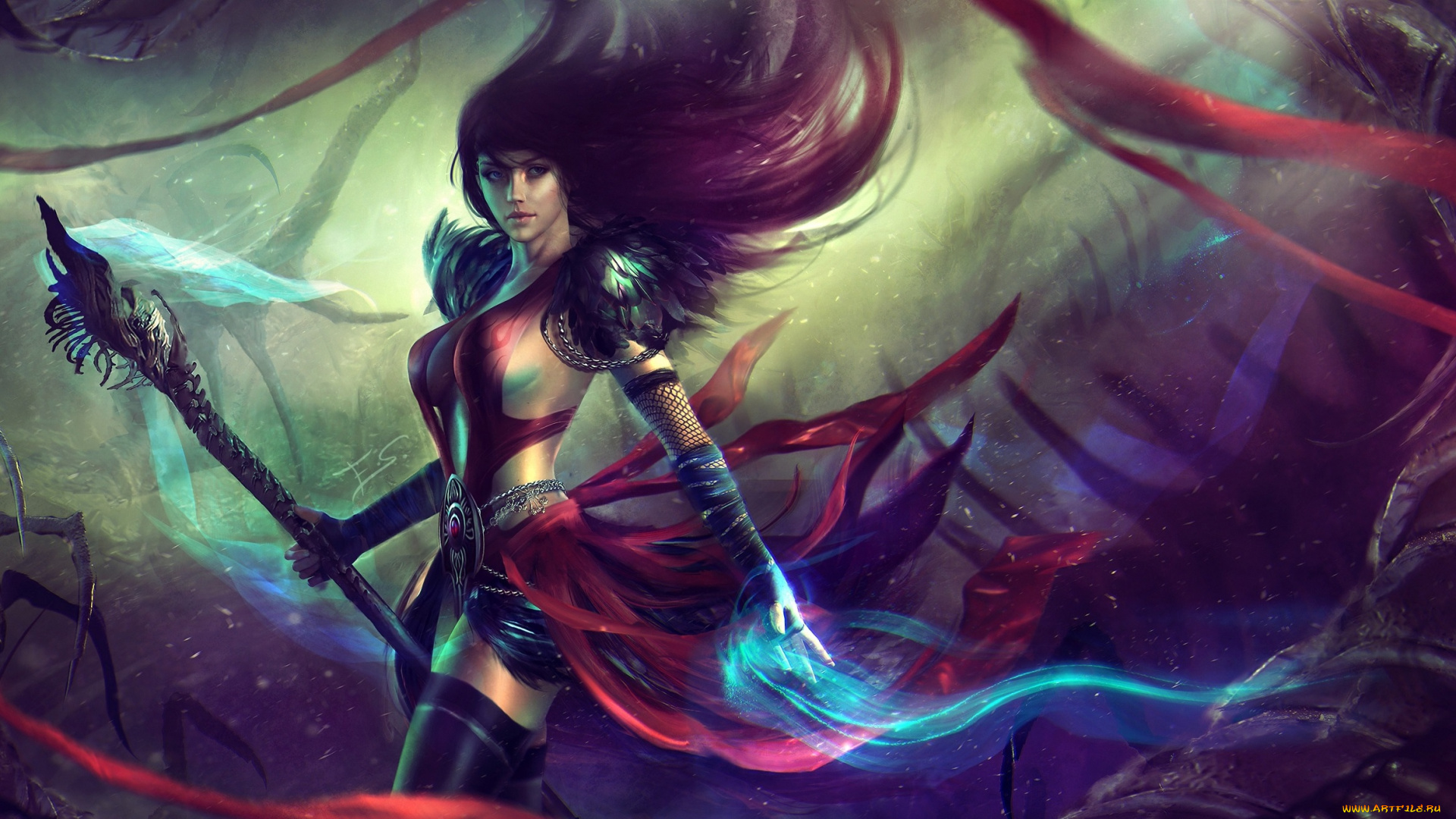 видео, игры, guild, wars, 2, посох, necromancer, красота, волосы, некромант, арт, маг, девушка, guild, wars, 2