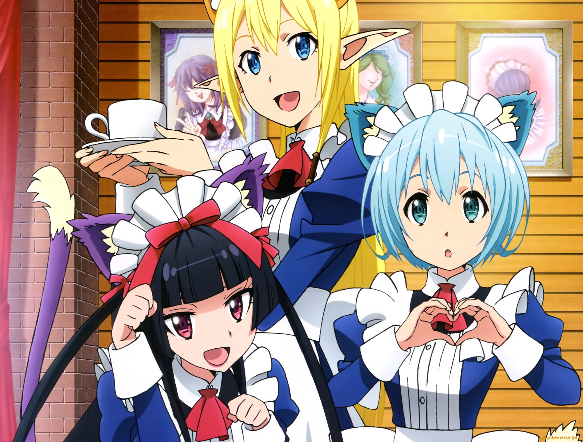 аниме, gate, девушки, врата