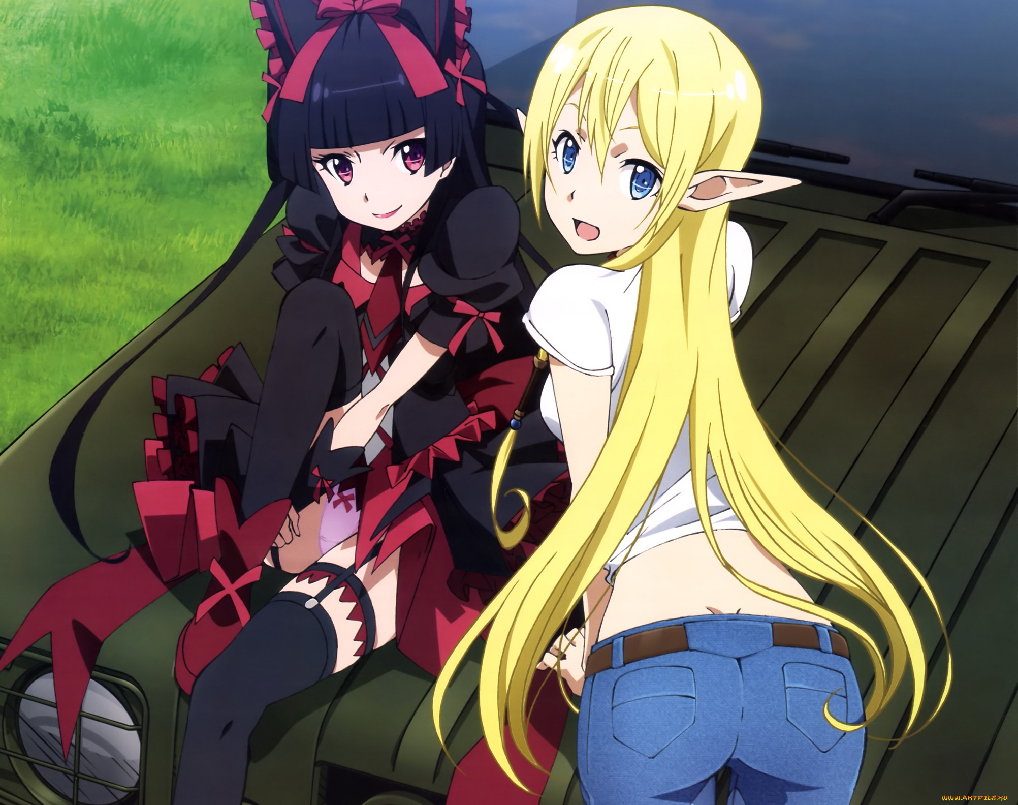 аниме, gate, девушки, врата