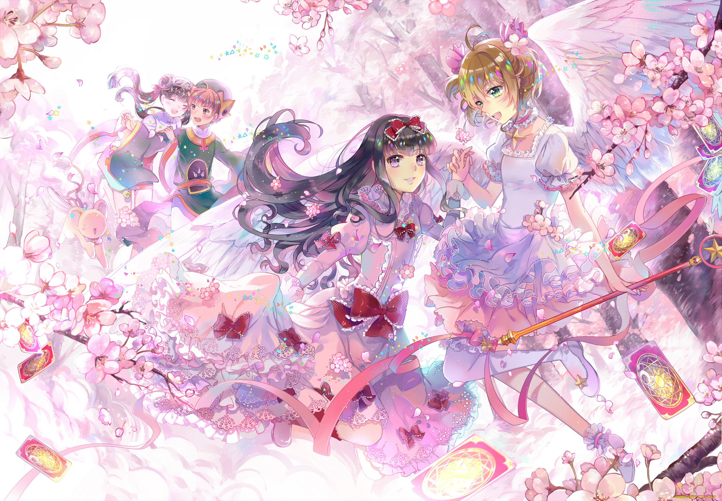 аниме, card, captor, sakura, card, captor, sakura, daidouji, tomoyo, kero, kinomoto, li, meiling, xiaolang, ekira, nieto