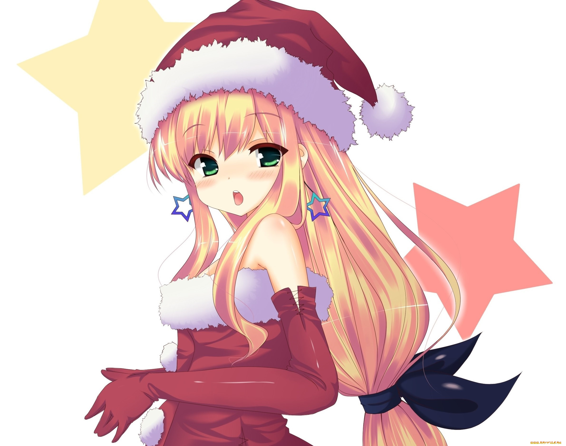 аниме, зима, , новый, год, , рождество, фон, девушка, взгляд