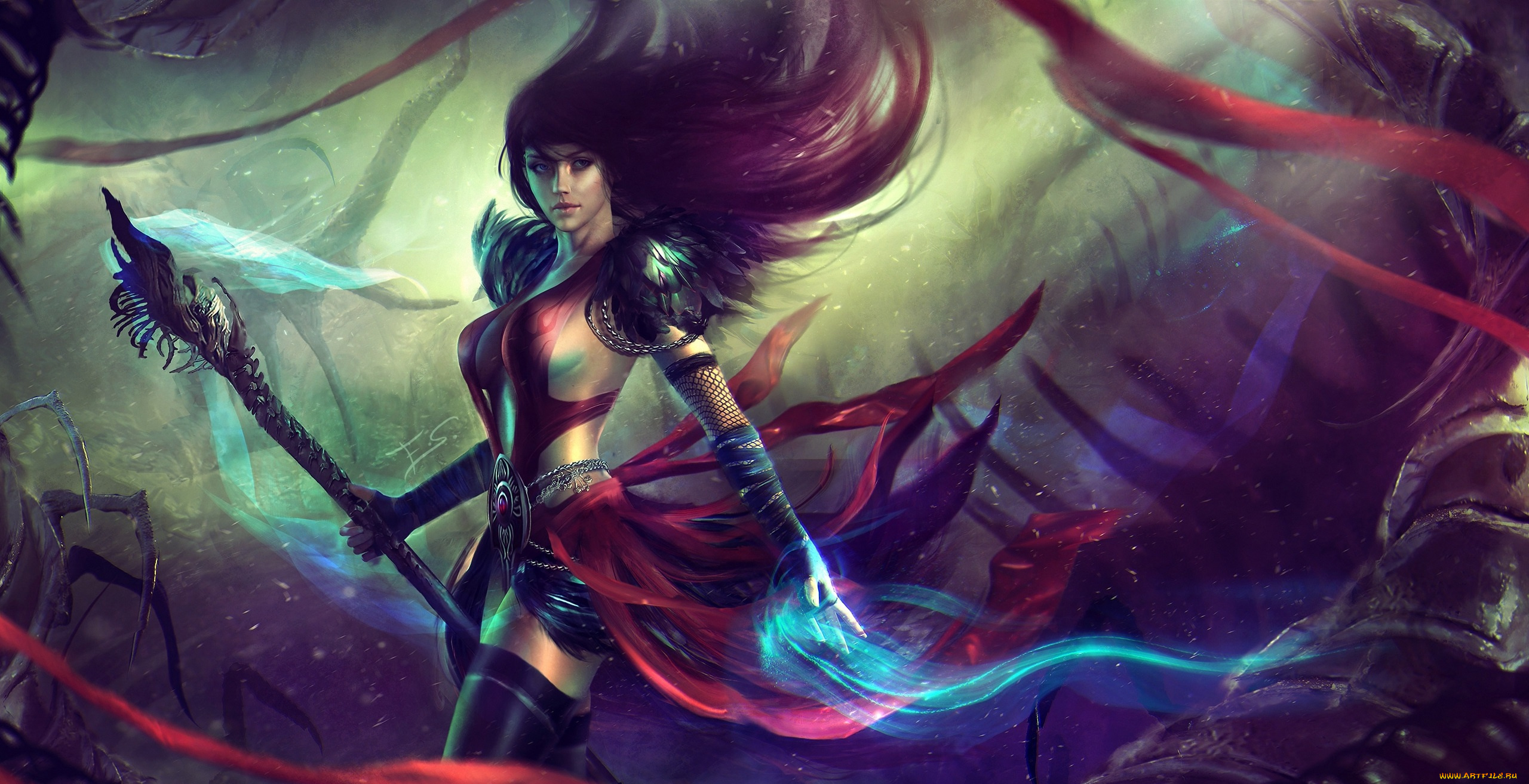 видео, игры, guild, wars, 2, посох, necromancer, красота, волосы, некромант, арт, маг, девушка, guild, wars, 2