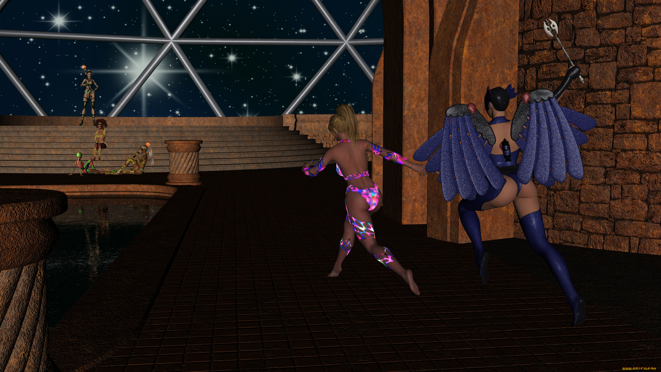 space, , pirates, 3д, графика, фракталы, , fractal, пираты, фон, взгляд, девушки