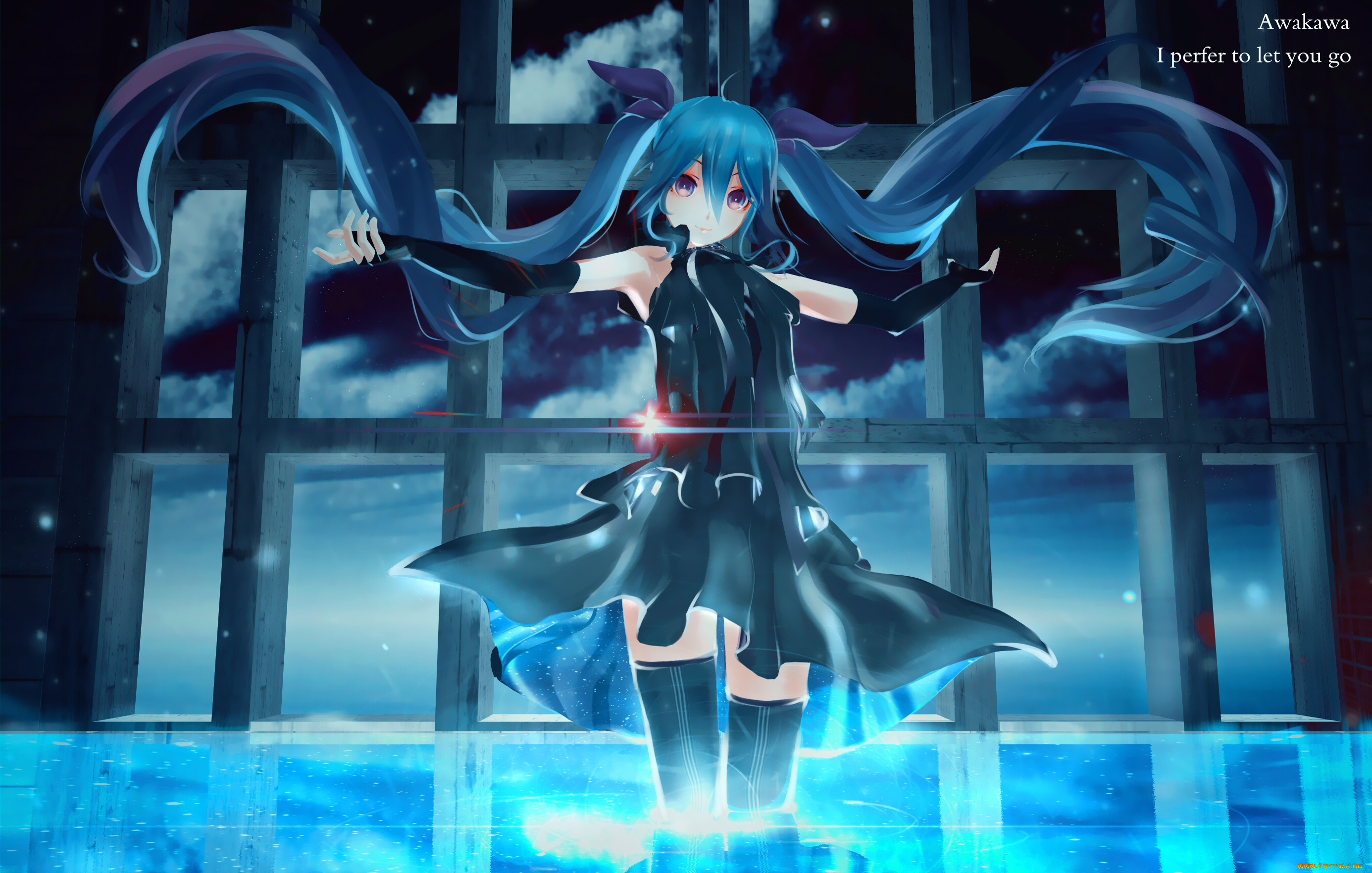 аниме, vocaloid, hatsune, miku, awakawayui
