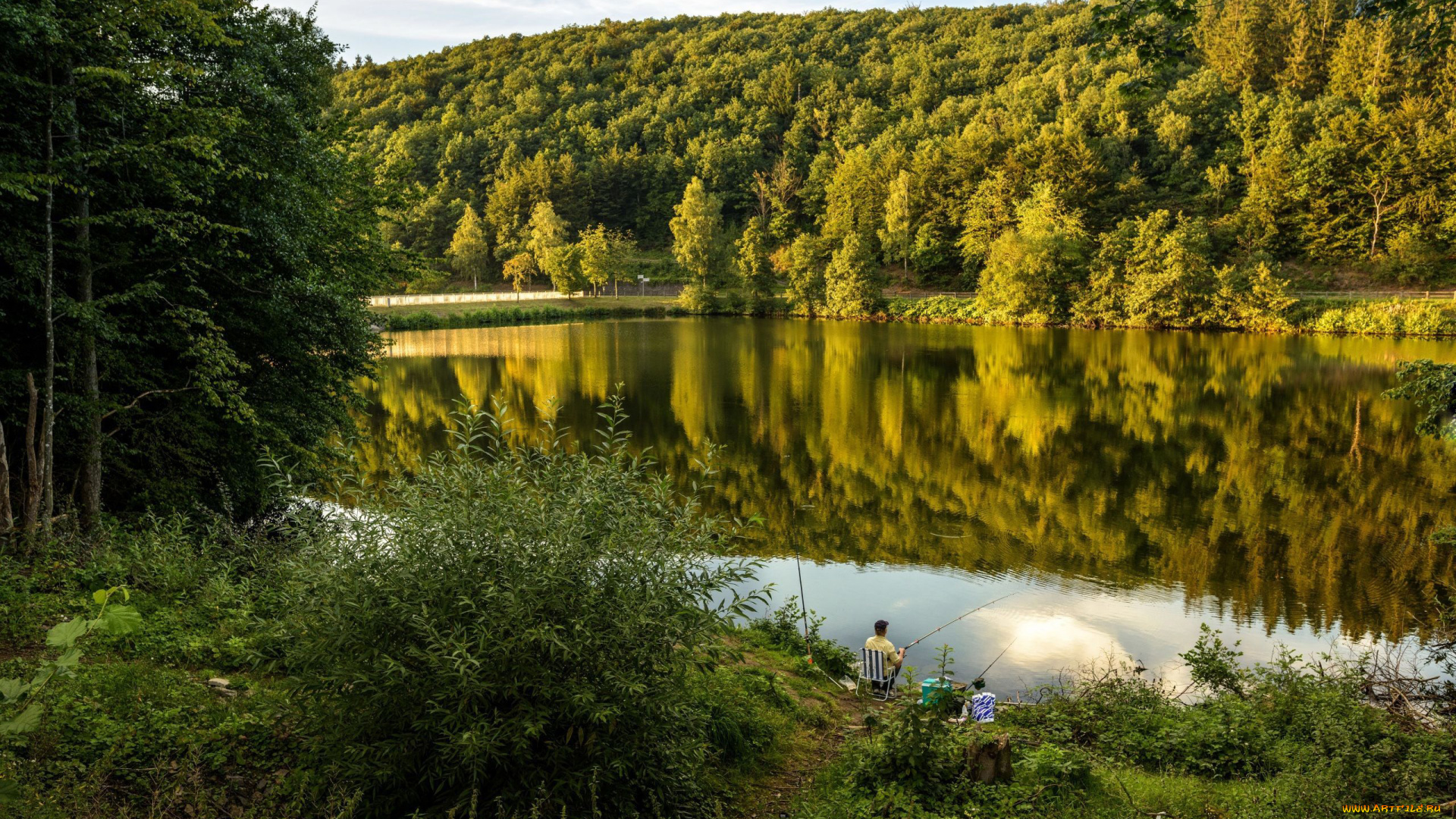 природа, реки, озера, водная, гладь, рыбаки
