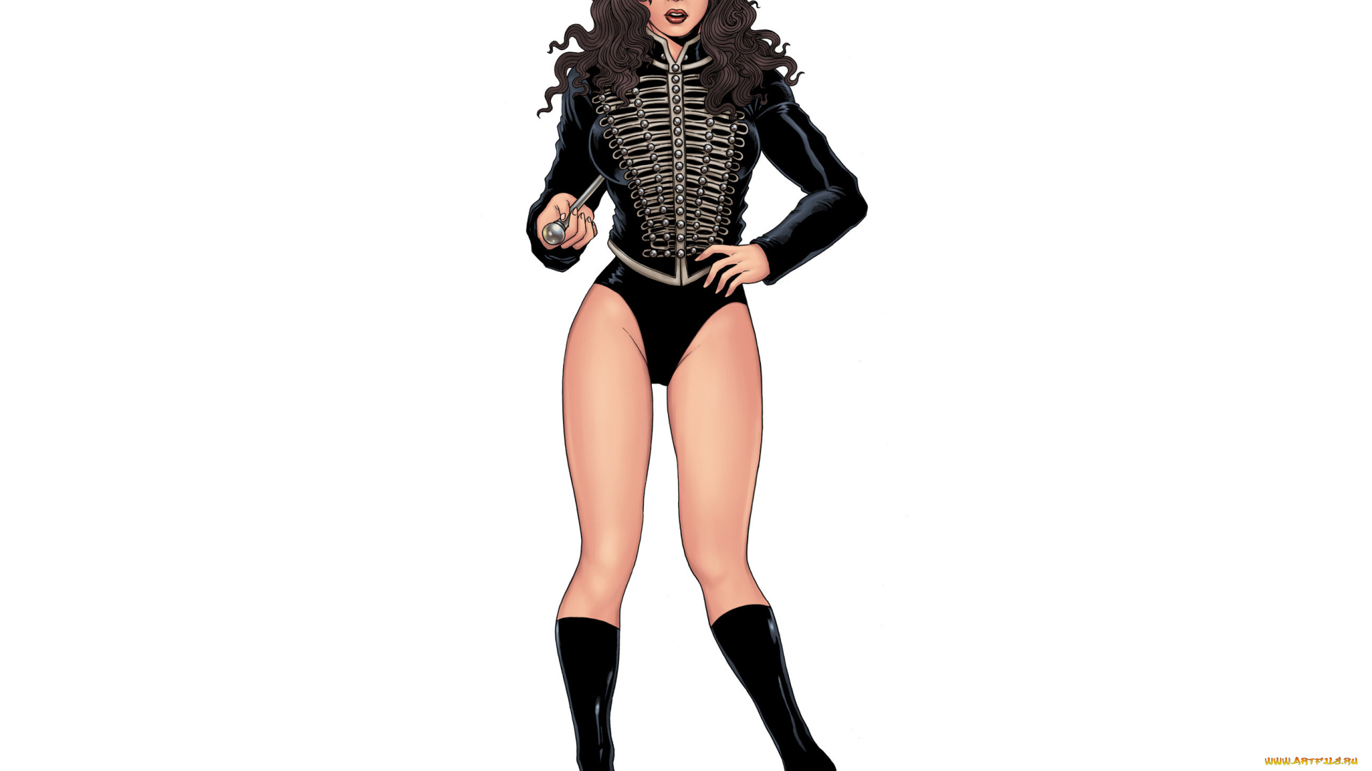 рисованное, комиксы, униформа, взгляд, фон, девушка