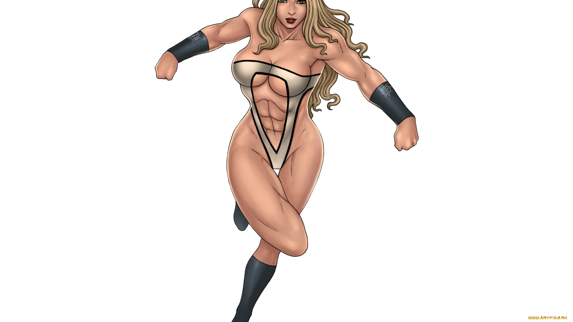 рисованное, комиксы, взгляд, фон, девушка, купальник