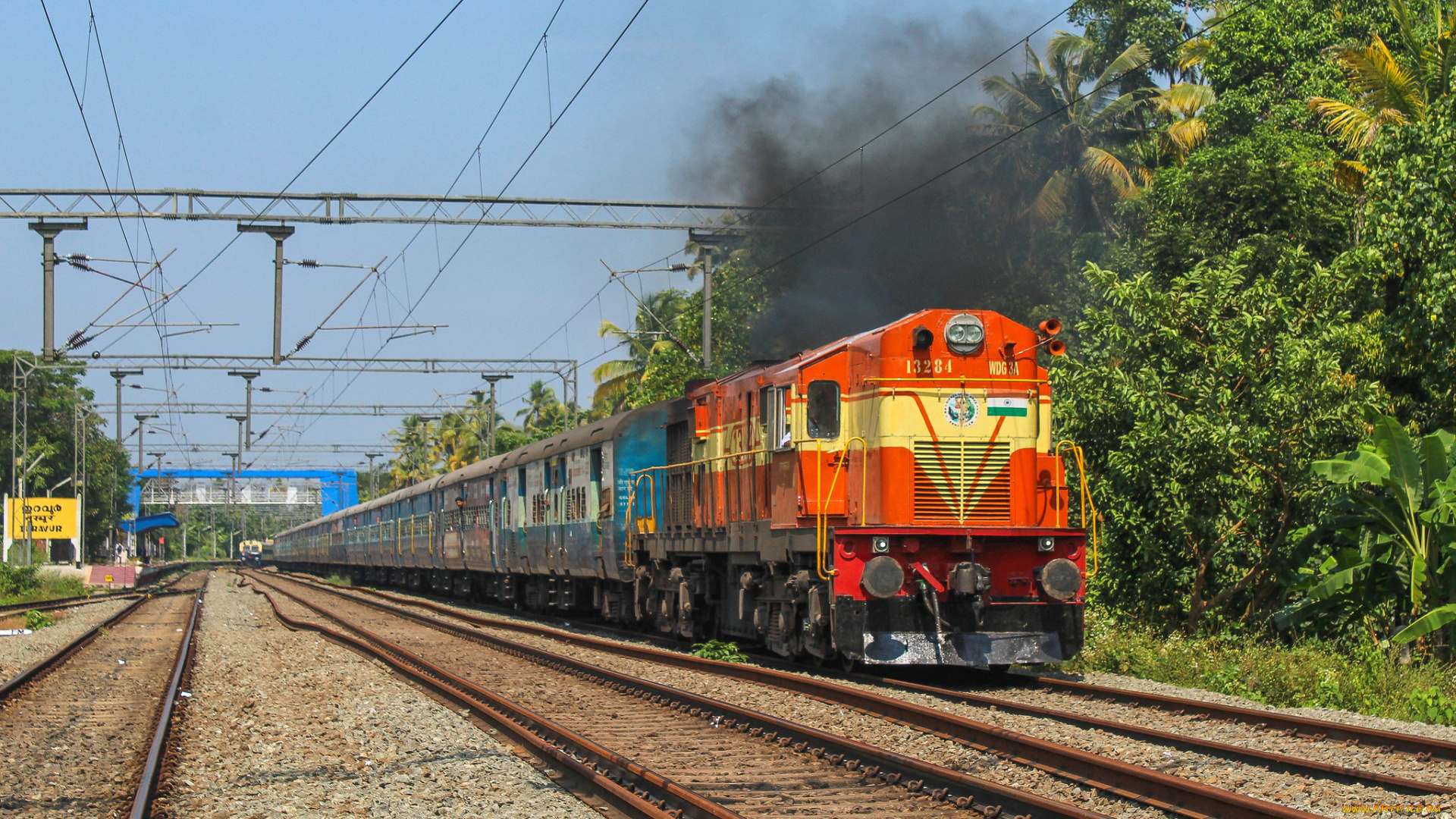техника, поезда, локомотив, состав