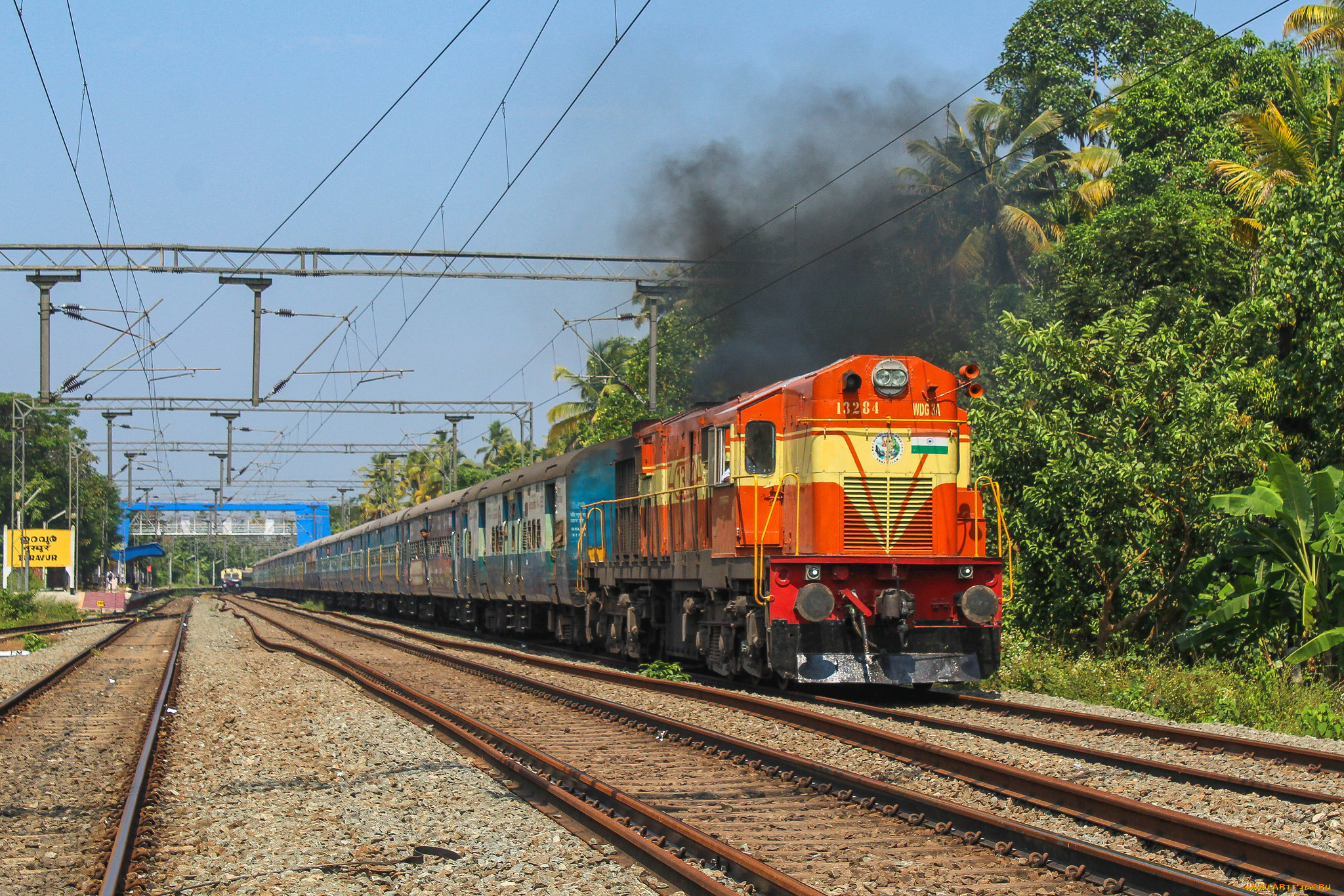 техника, поезда, локомотив, состав